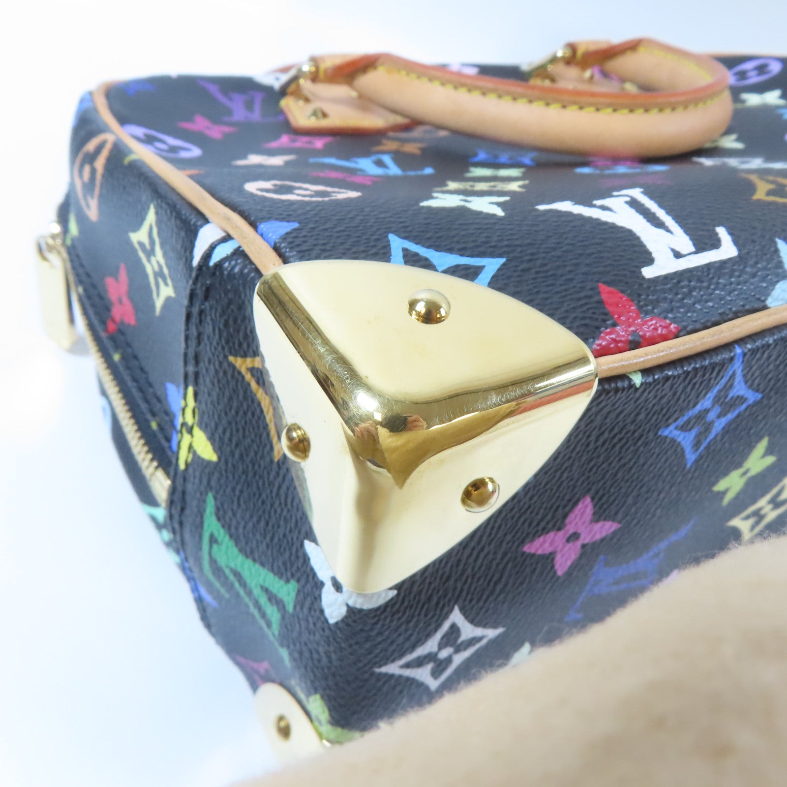 LOUIS VUITTON Monogram Multicolore Trouville金扣手挽袋黑色/彩色
