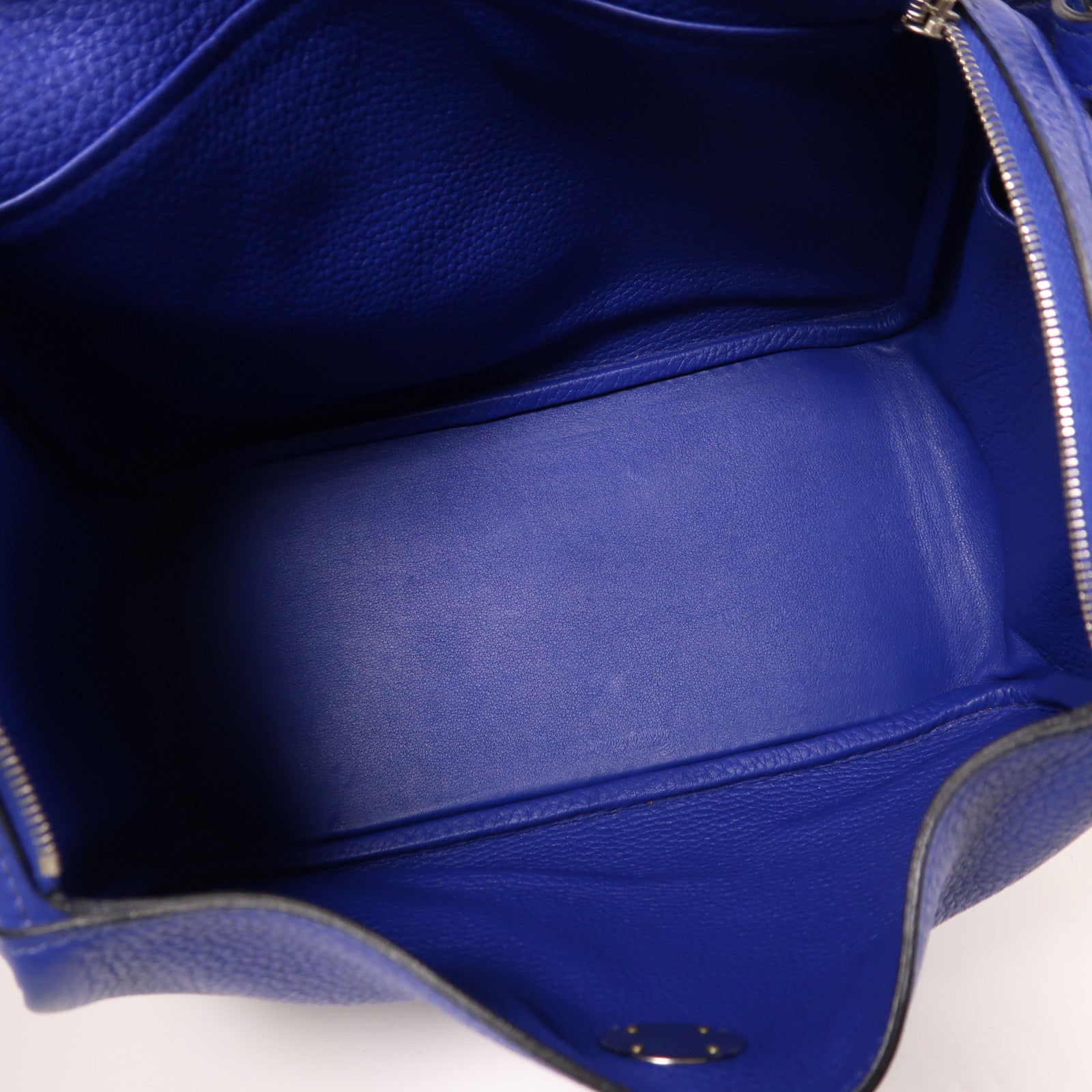 HERMES Clemence皮革Lindy 26手挽肩背兩用袋銀扣Bleu Electric