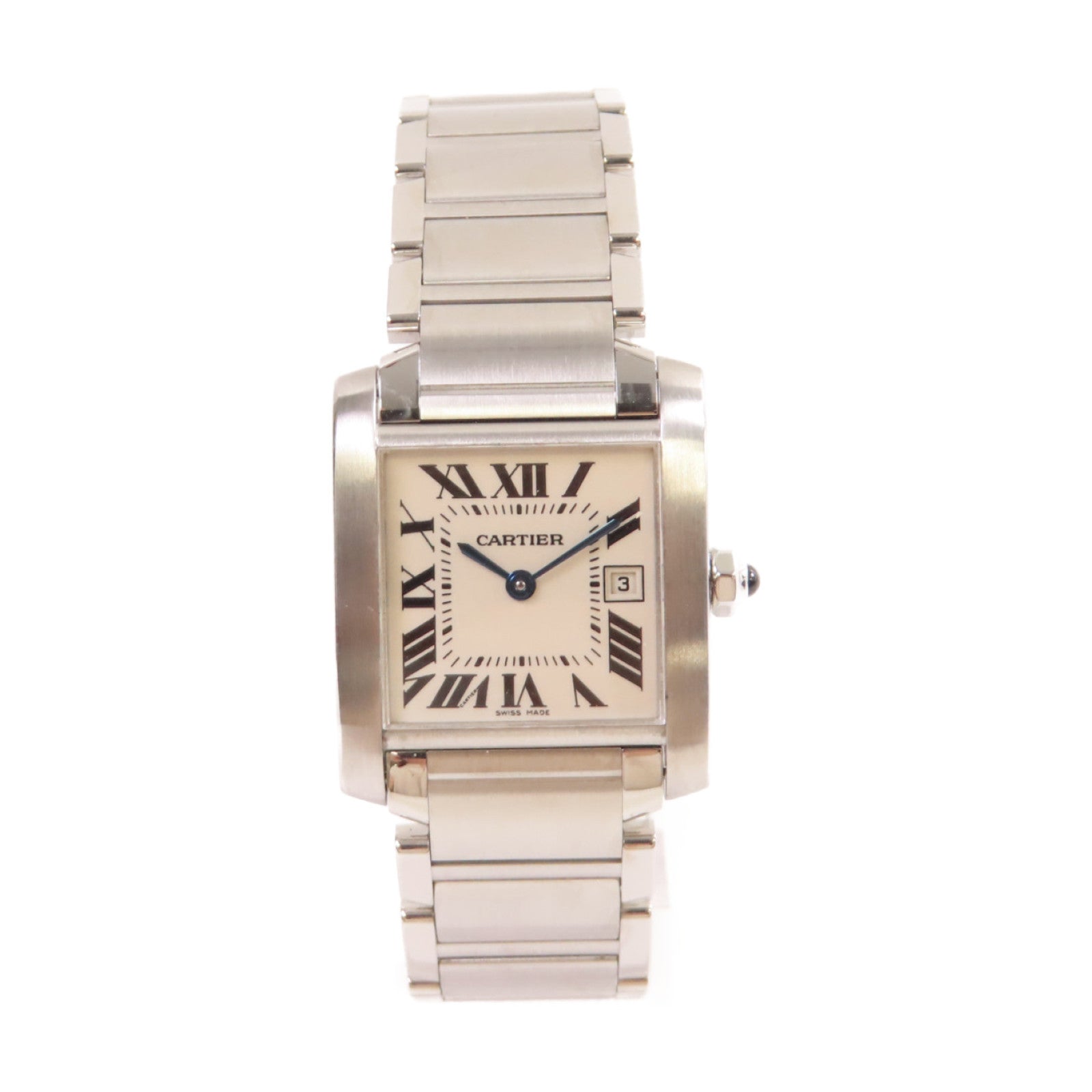 CARTIER Tank Francaise Watch不鏽鋼石英機芯手錶白色/銀色