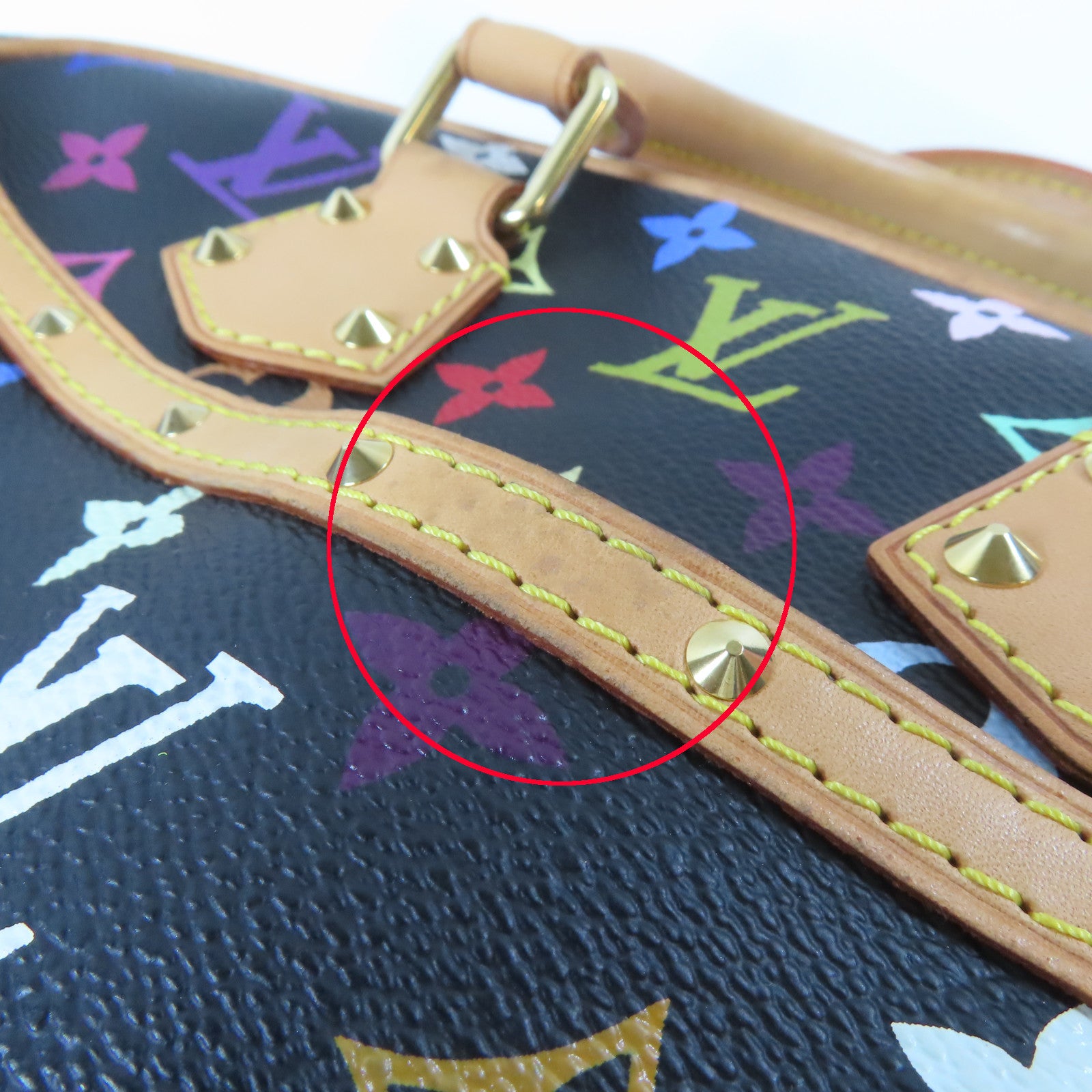LOUIS VUITTON Monogram Multicolore Trouville金扣手挽袋黑色/彩色