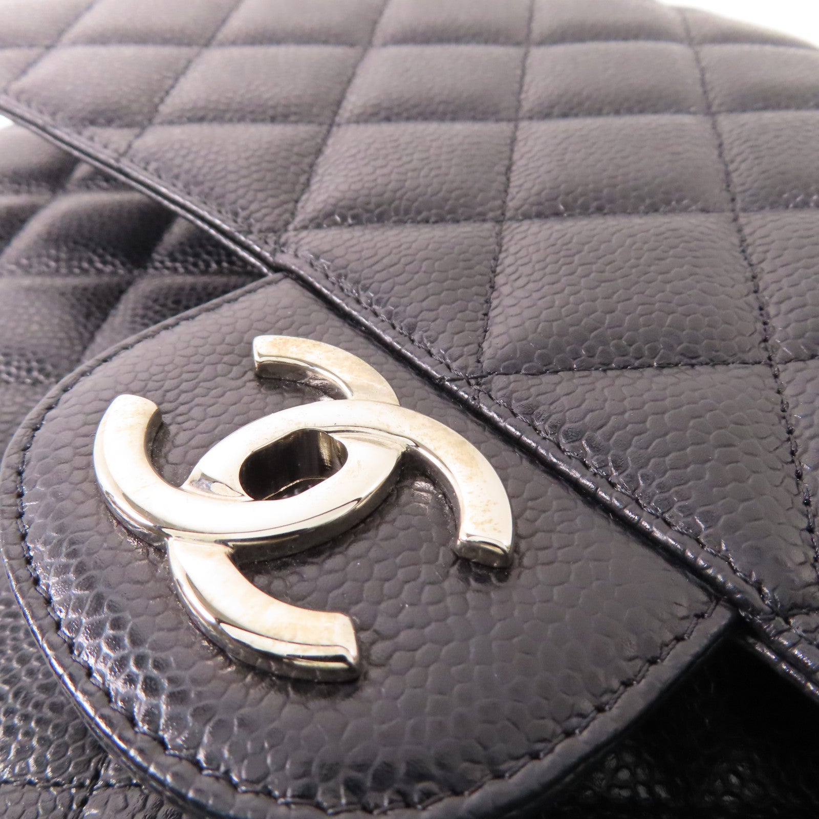 CHANEL 牛皮皮革Maxi Classic銀扣鏈帶肩背袋