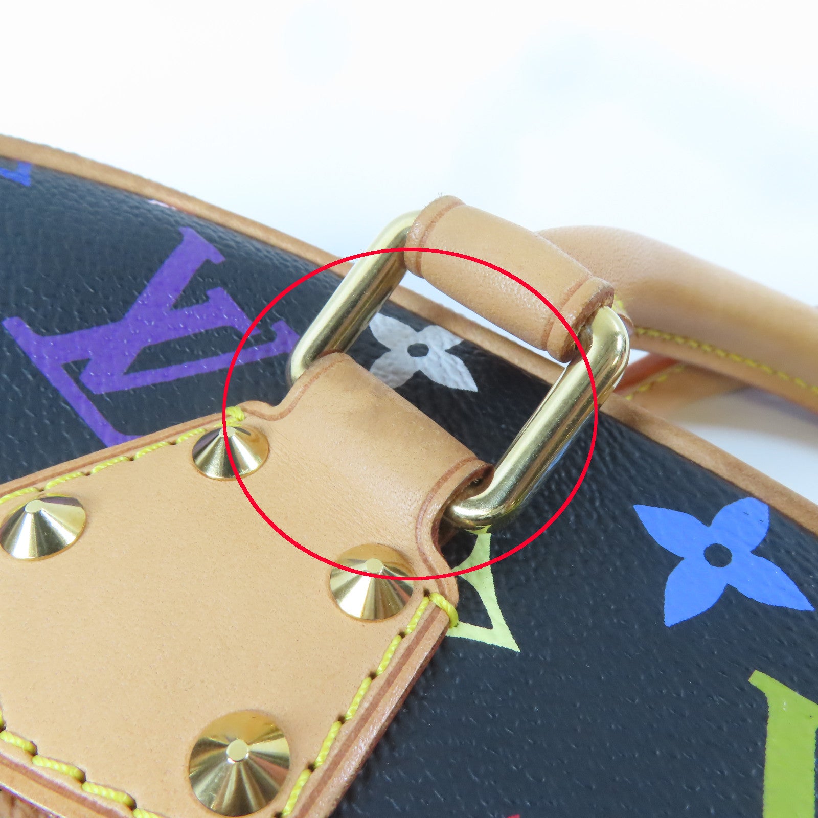 LOUIS VUITTON Monogram Multicolore Trouville金扣手挽袋黑色/彩色