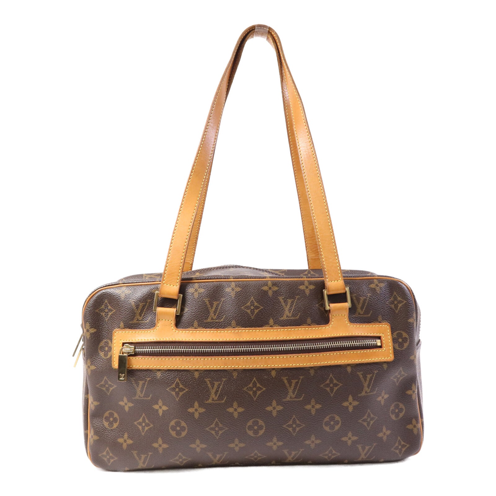 LOUIS VUITTON Monogram Cite GM金扣肩背袋棕色