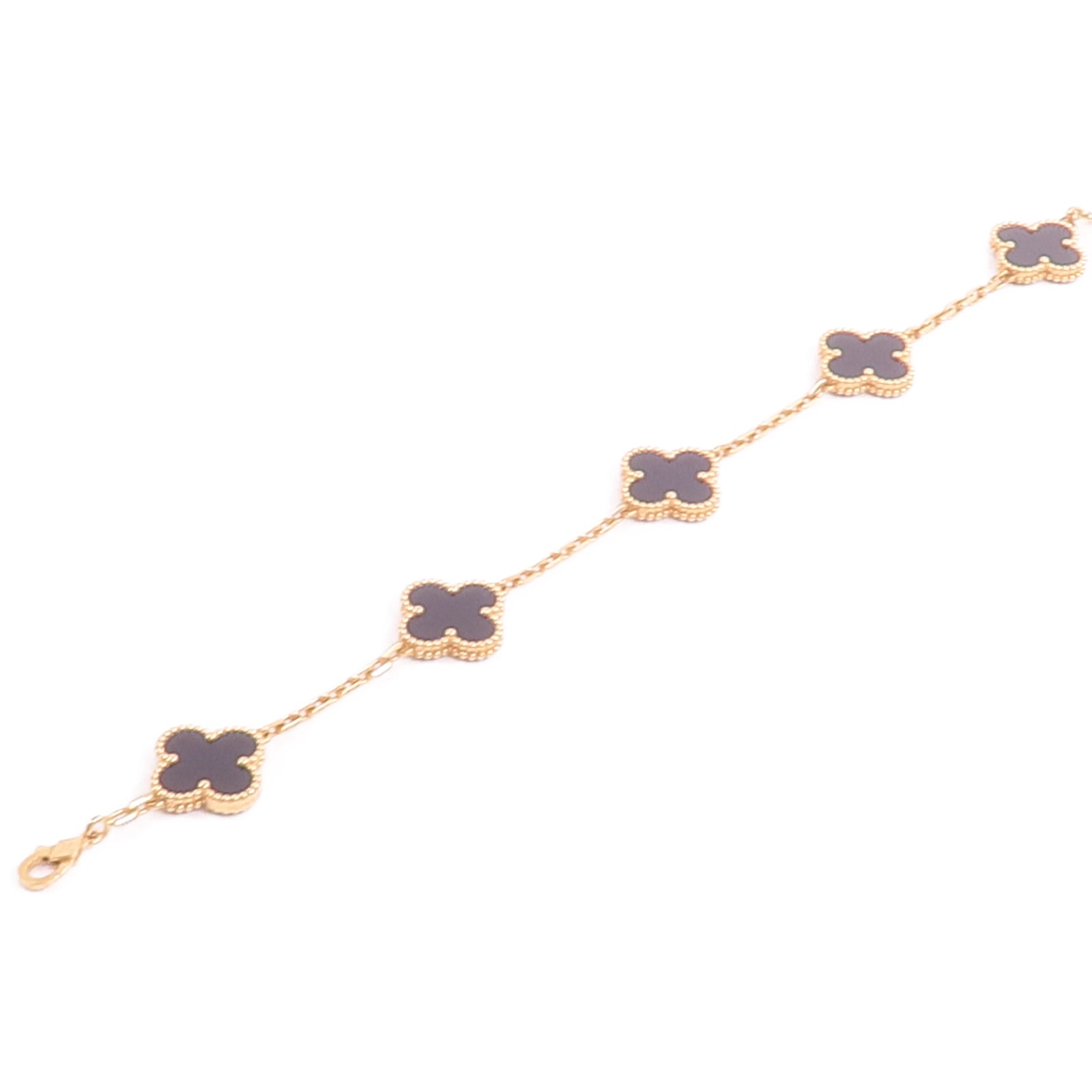 Van Cleef & Arpels 18K黃金Vintage Alhambra Bracelet 5 Motifs縞瑪瑙手鏈