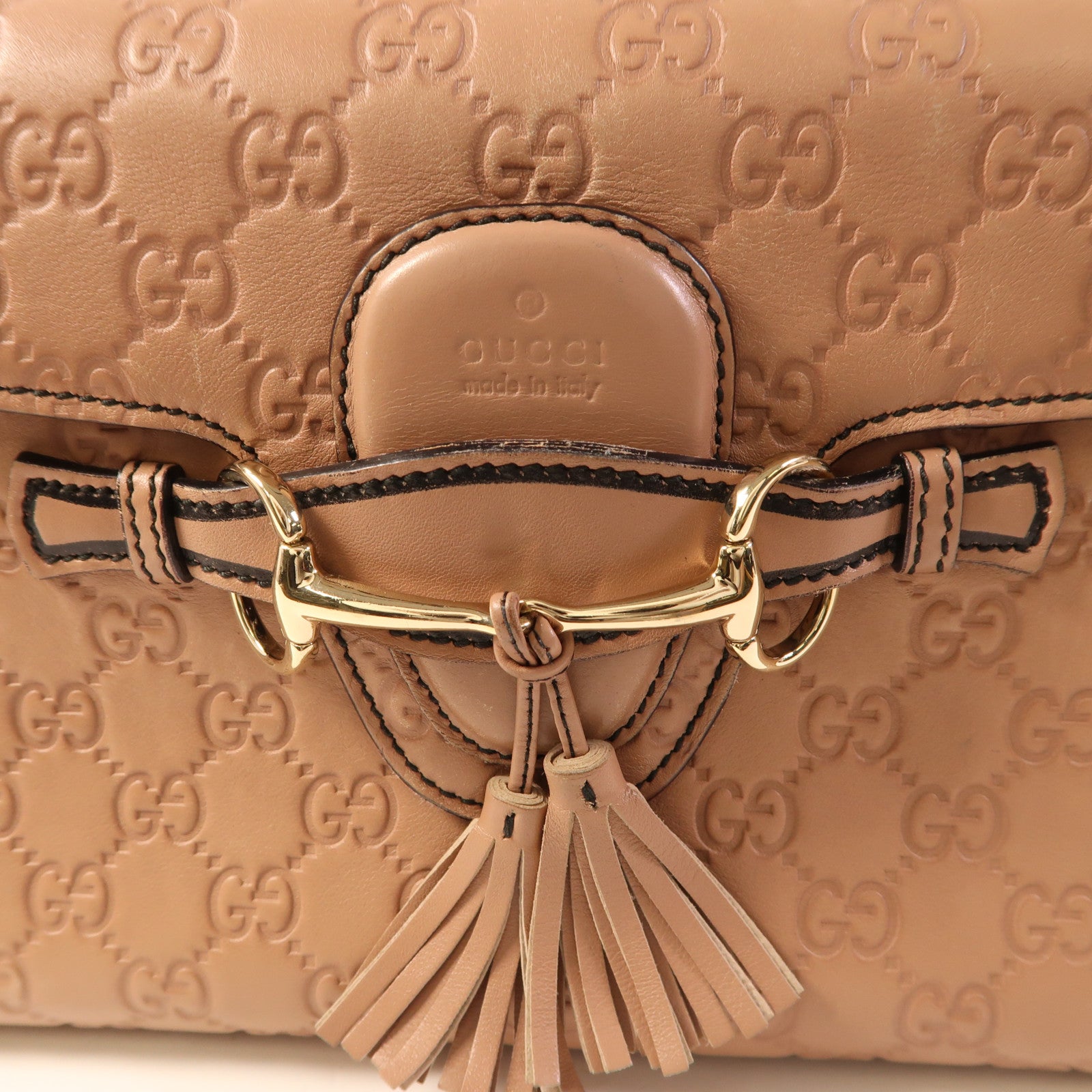 GUCCI 牛皮皮革Horsebit Shoulder Bag金扣鏈帶肩背袋