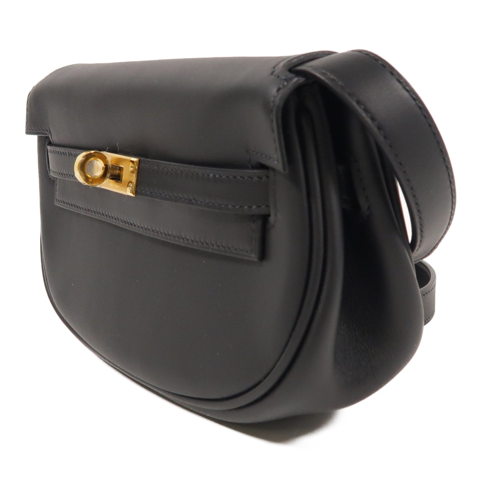 HERMES GHW Kelly Moove Shoulder Bag Swift Leather Noir