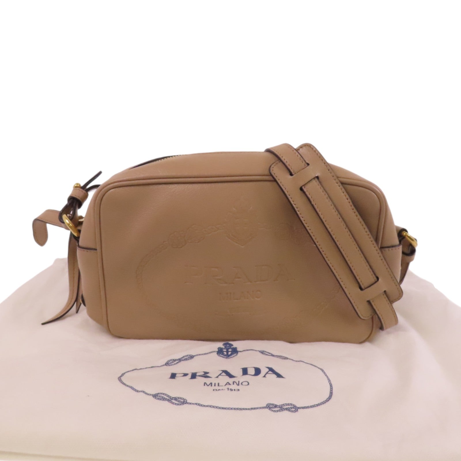 PRADA 牛皮皮革Camera Bag金扣件肩背袋