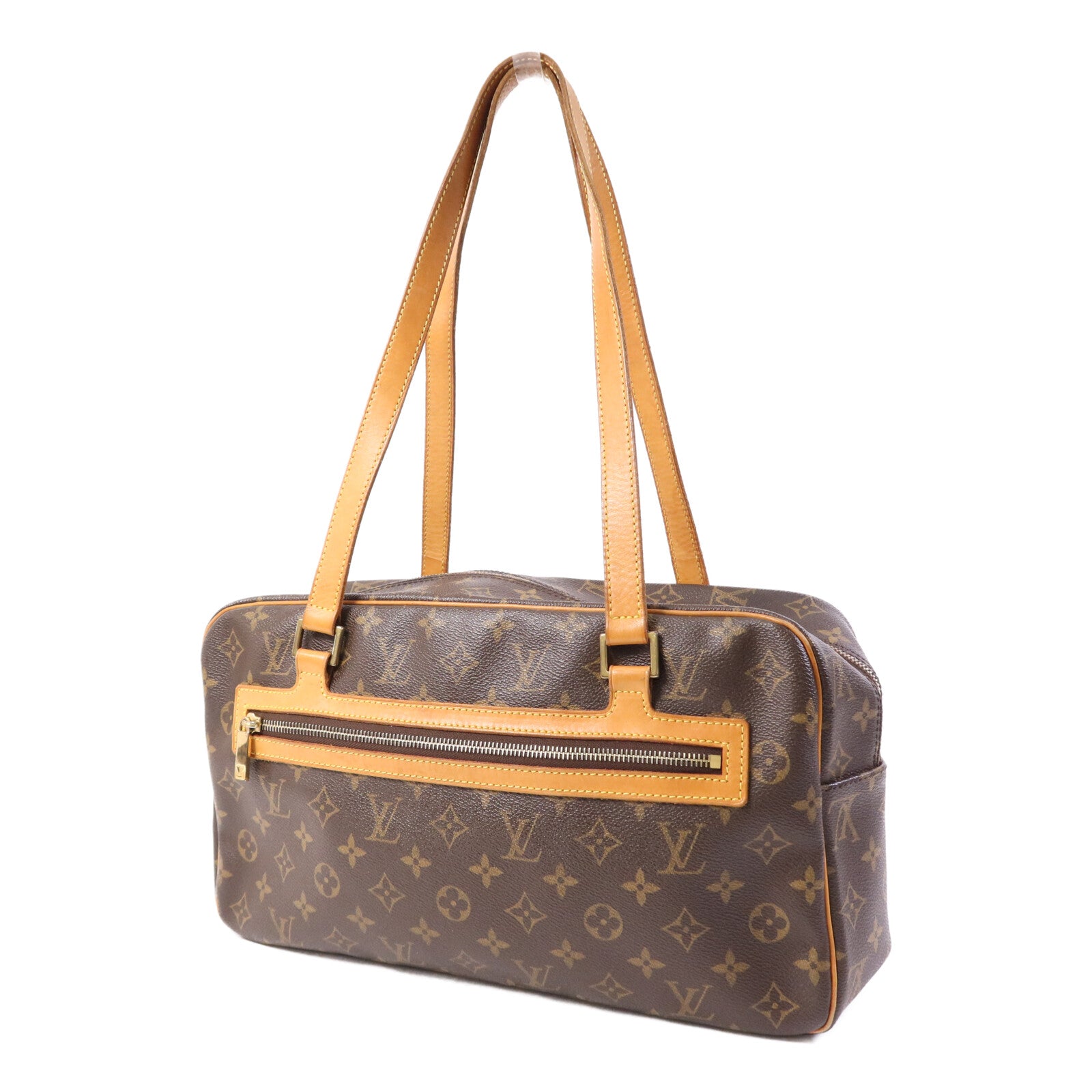 LOUIS VUITTON Monogram Cite GM金扣肩背袋棕色