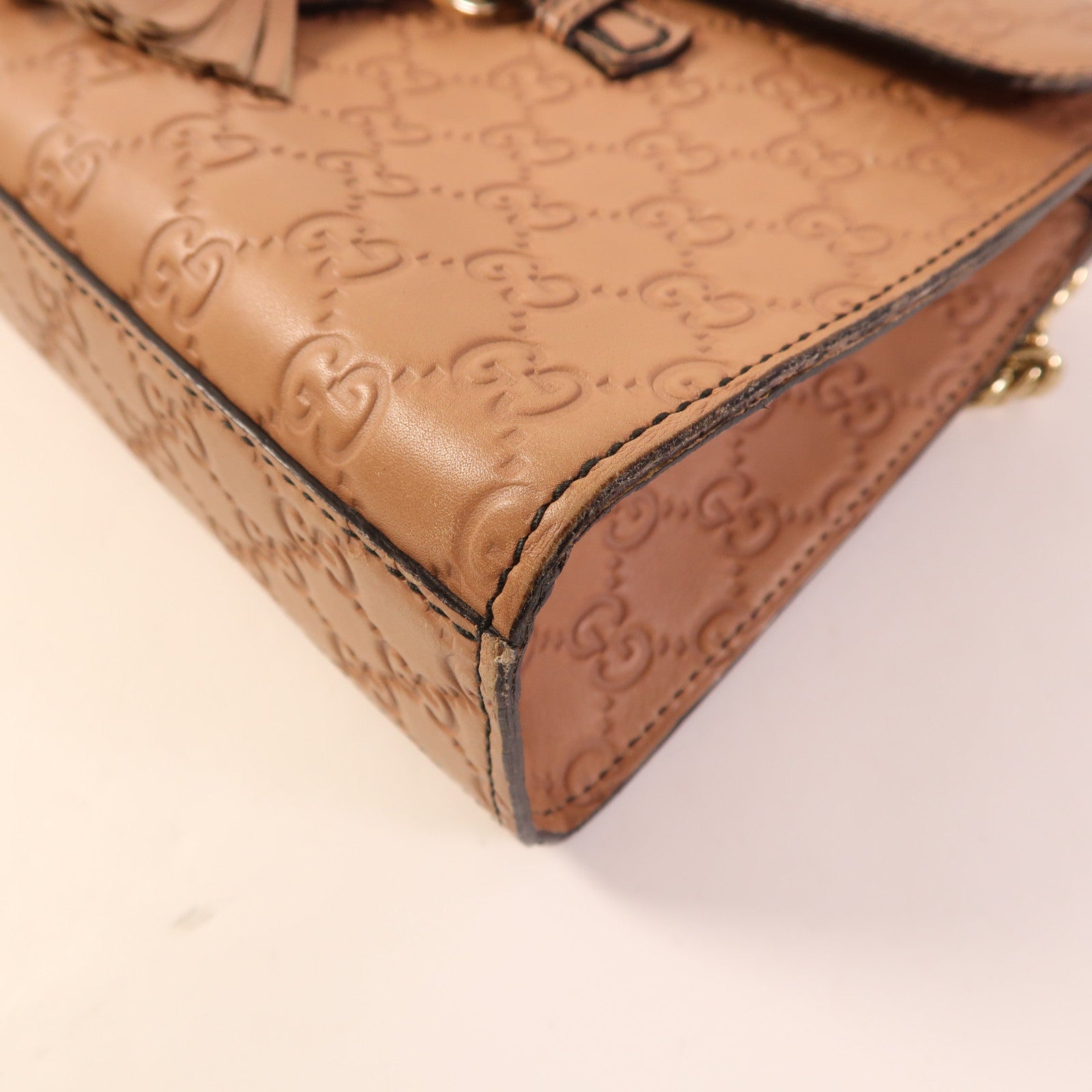 GUCCI 牛皮皮革Horsebit Shoulder Bag金扣鏈帶肩背袋