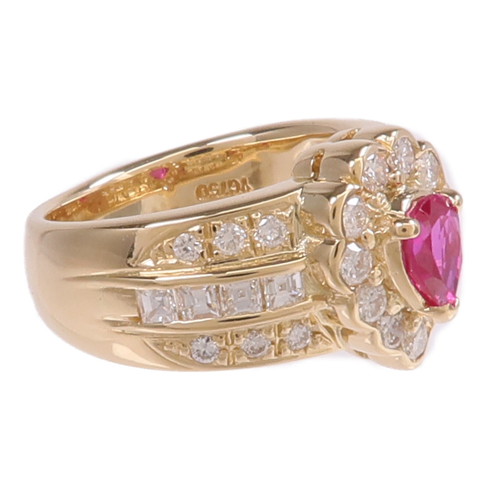 JEWELRY 18K黃金Pink Sapphire Diamond Ring粉紅色藍寶石/鑽石戒指US#5