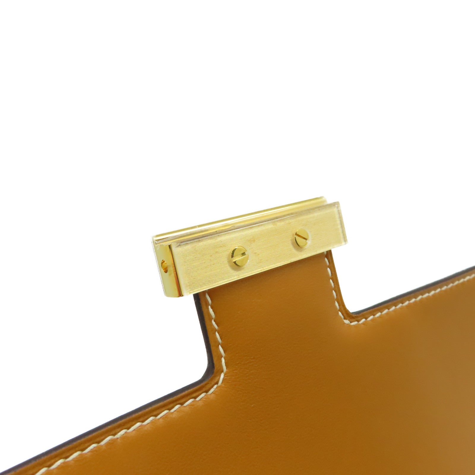 HERMES Epsom皮革Constance 24 Shoulder Bag金扣肩背袋Toffee太妃糖色