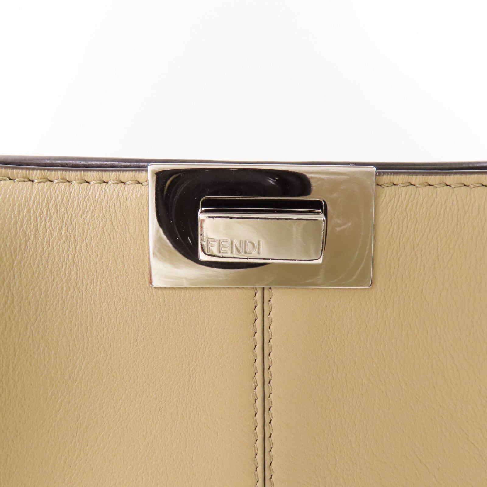 FENDI SHW Peekaboo 2 Way Bag 8BN310 Calfskin Leather Beige