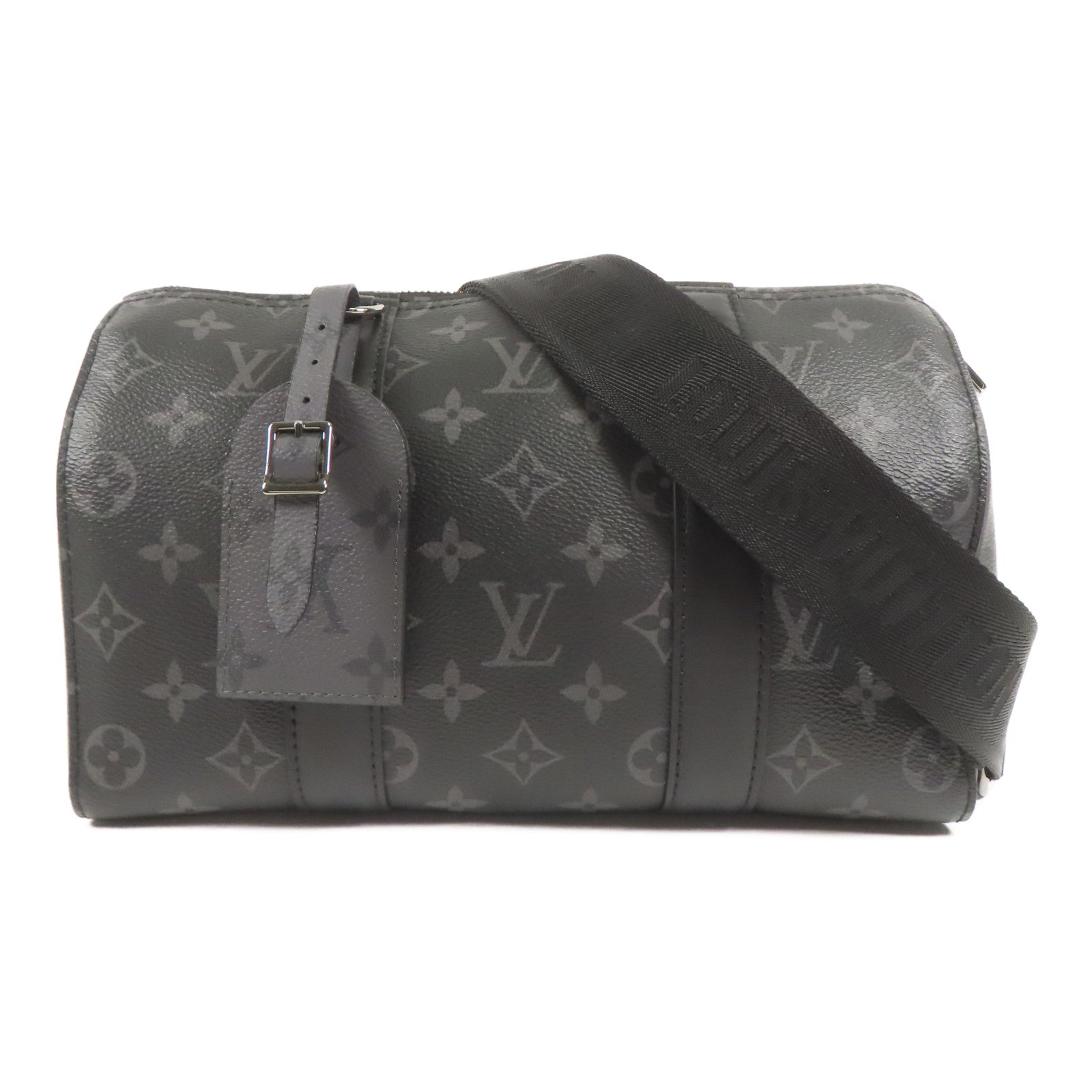 LOUIS VUITTON Monogram Eclipse City Keepall銀扣手挽肩背兩用袋