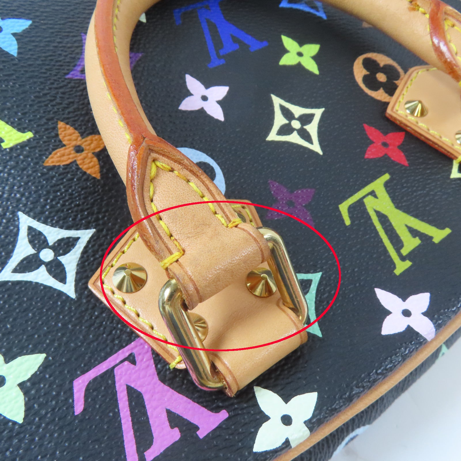 LOUIS VUITTON Monogram Multicolore Trouville金扣手挽袋黑色/彩色