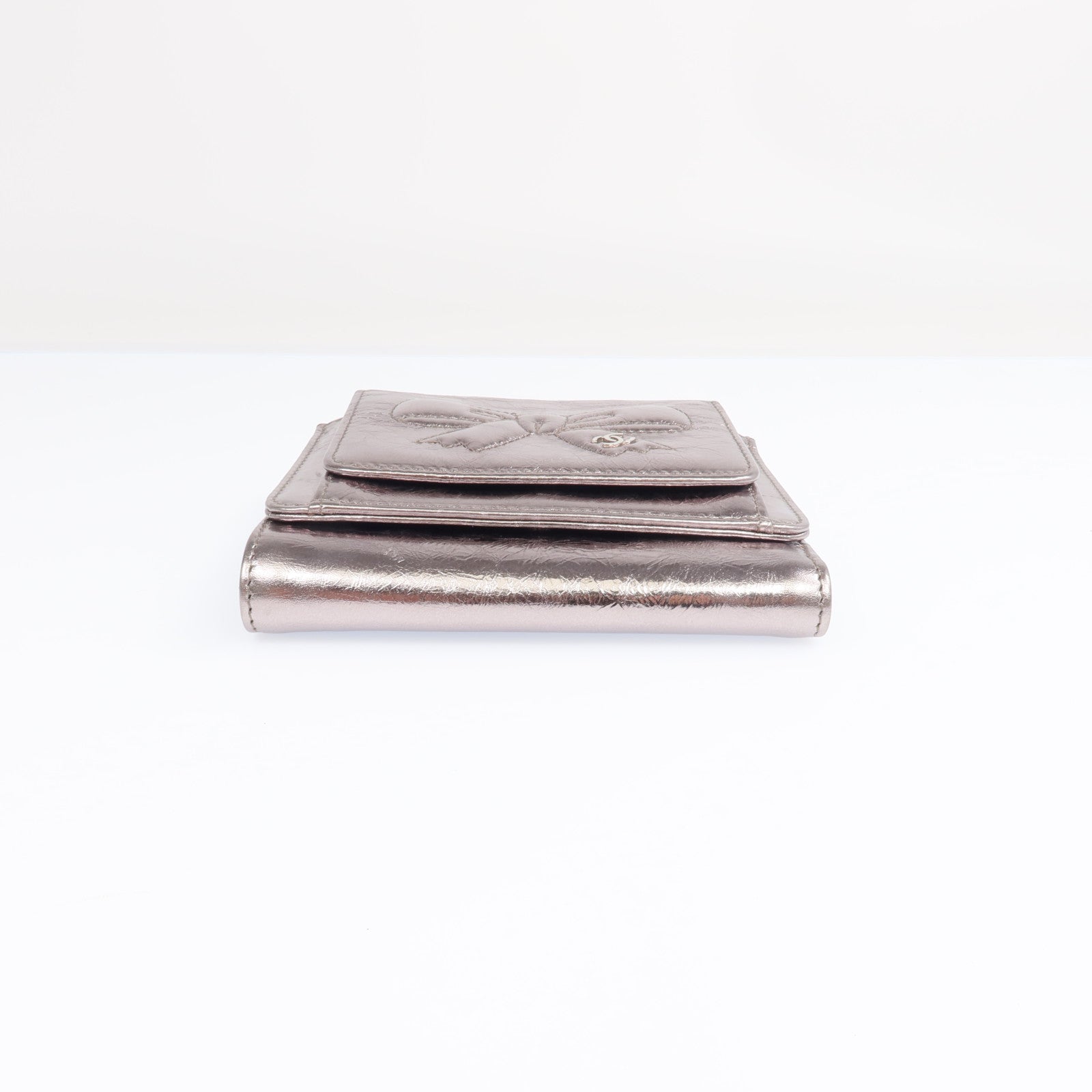 CHANEL 牛皮皮革Fold Wallet銀扣錢包