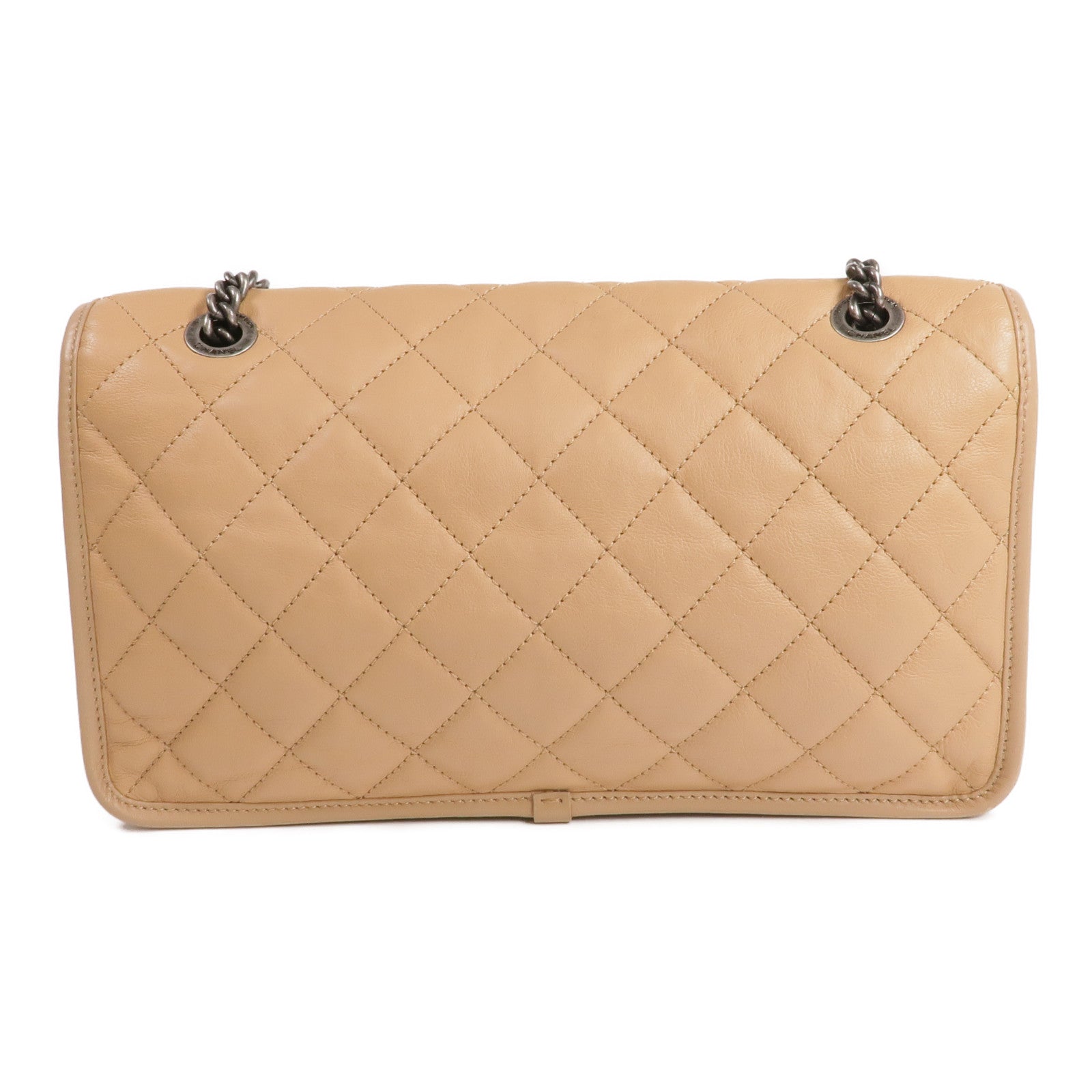 CHANEL 牛皮皮革Chain Shoulder銀扣鏈帶肩背袋