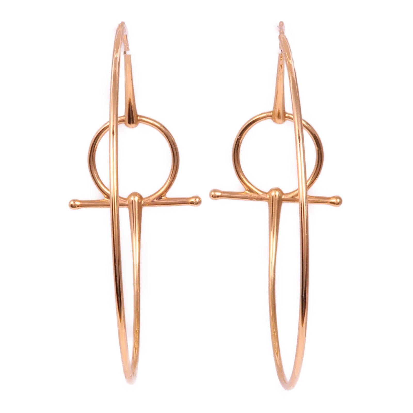 HERMES 18K玫瑰金Filet D'Or Hoop Earrings耳環