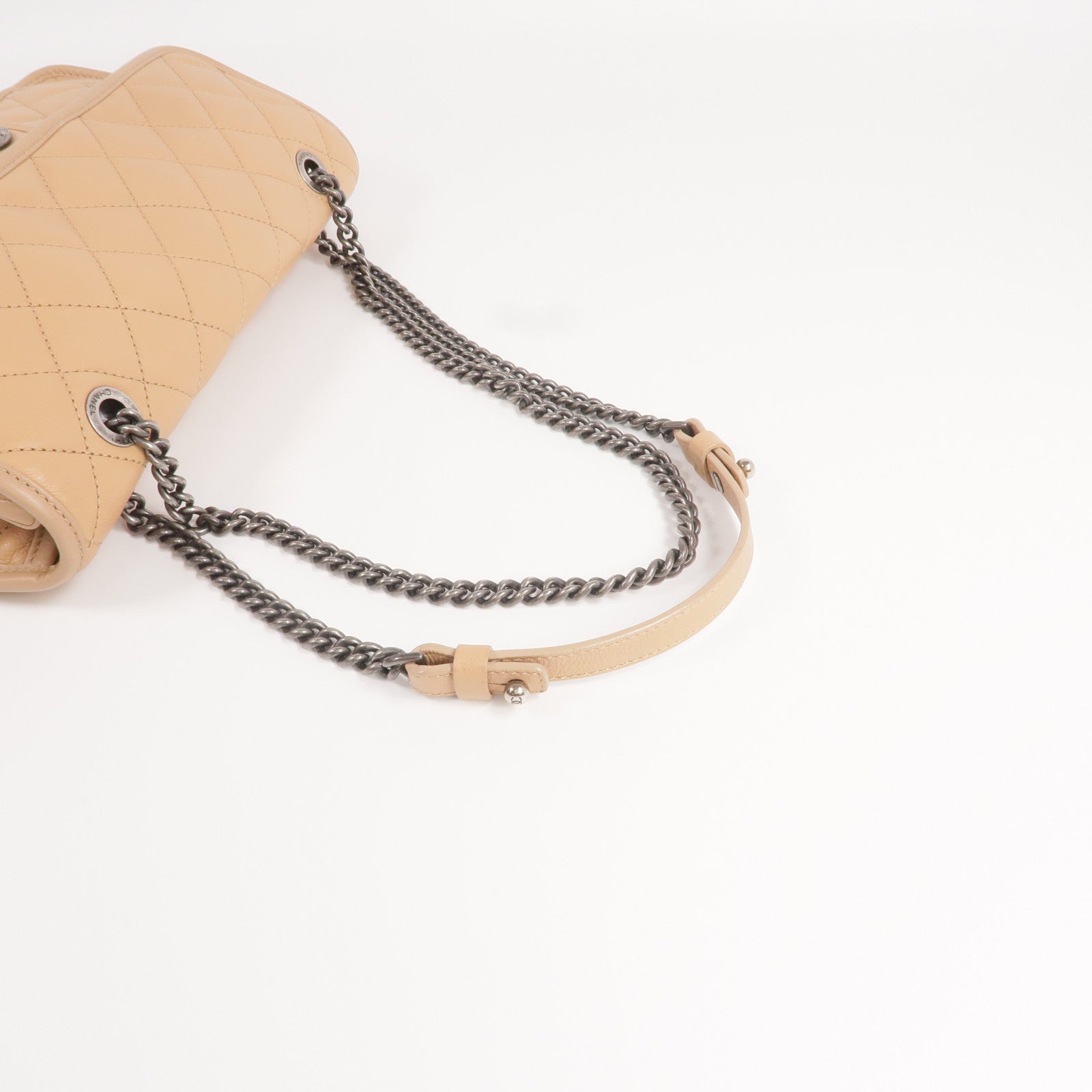 CHANEL 牛皮皮革Chain Shoulder銀扣鏈帶肩背袋