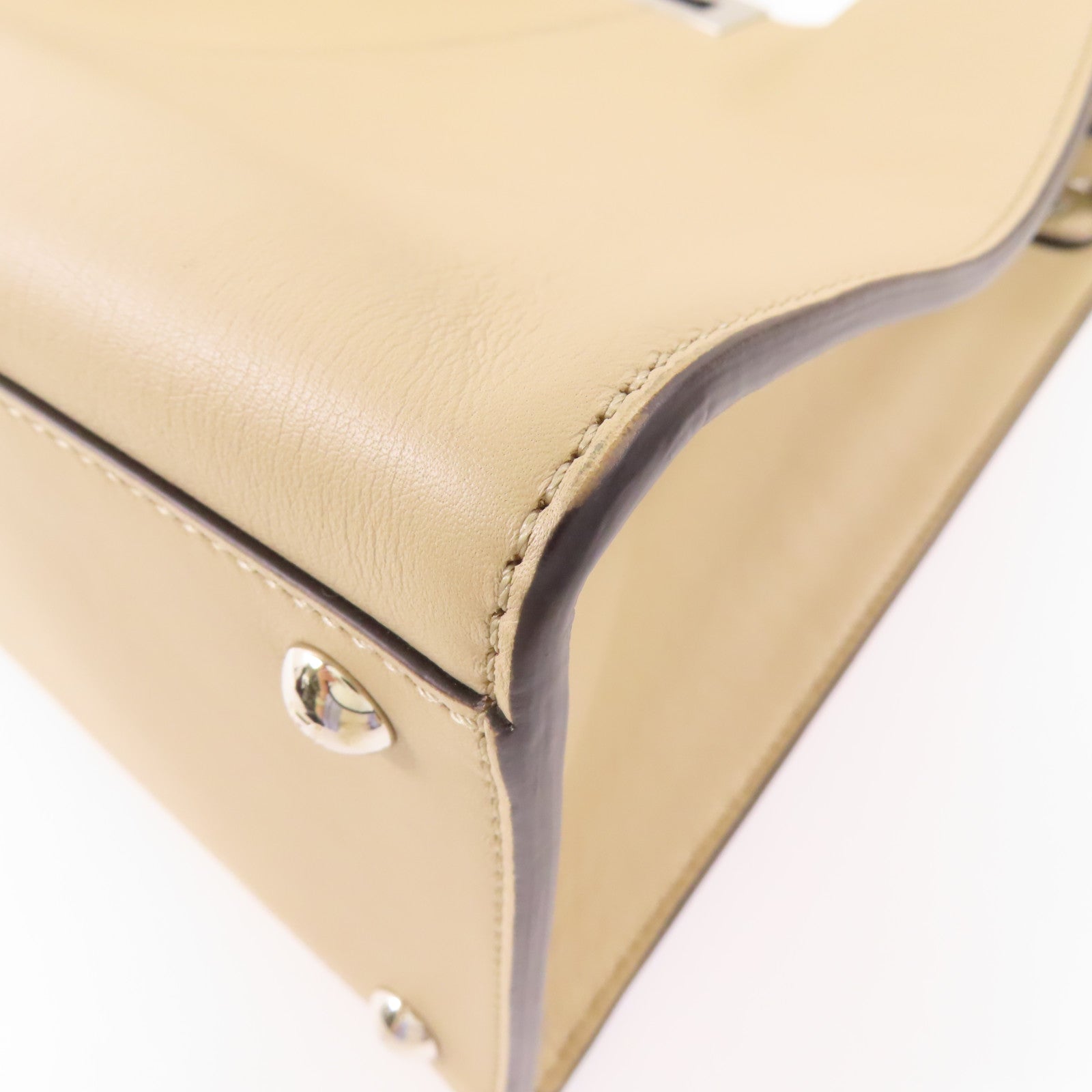 FENDI SHW Peekaboo 2 Way Bag 8BN310 Calfskin Leather Beige