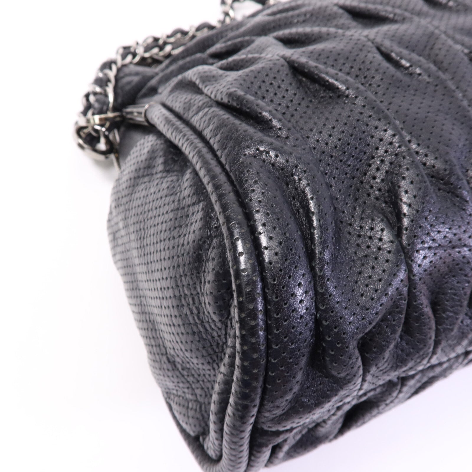 CHANEL 牛皮皮革Chain Shoulder Bag銀扣鏈帶肩背袋