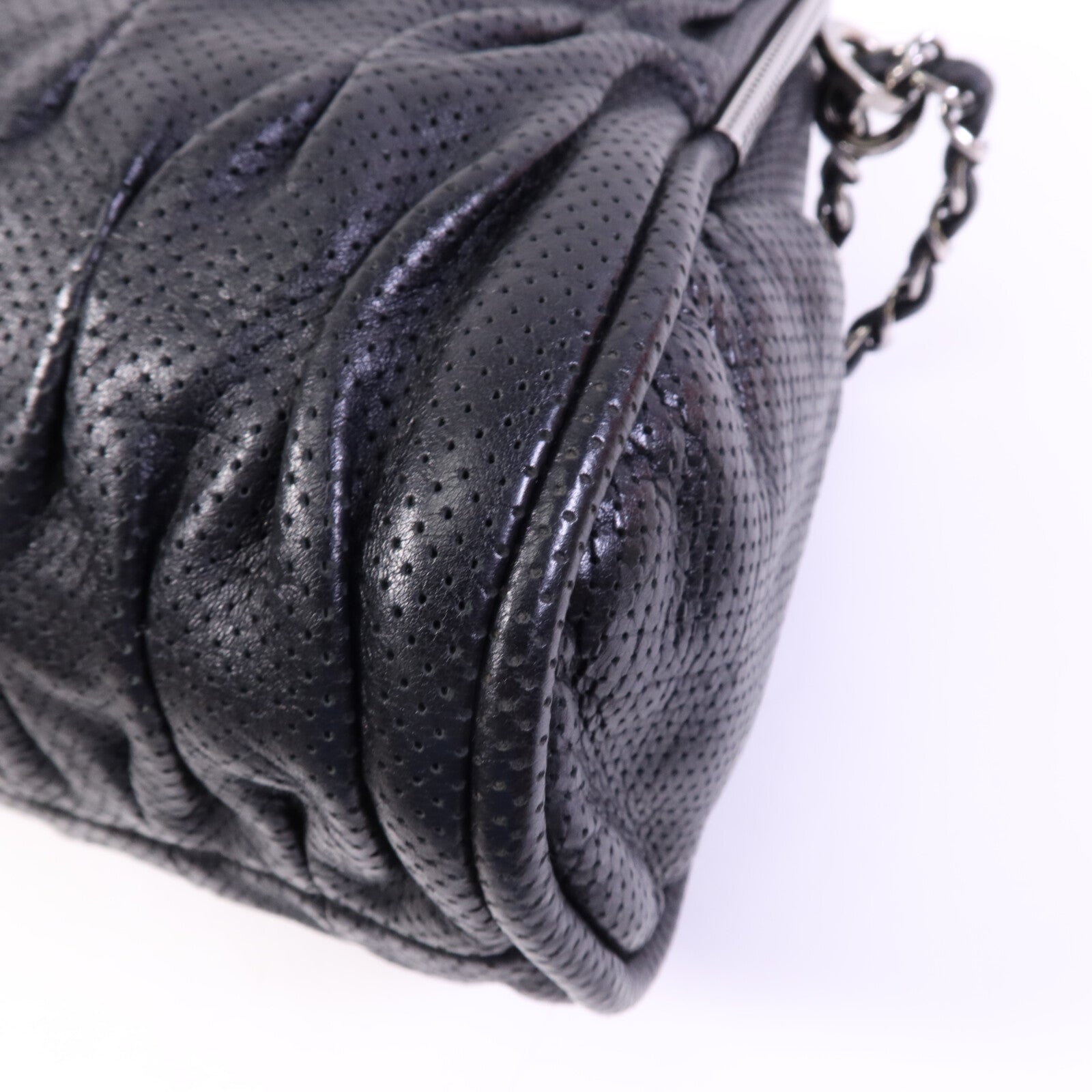 CHANEL 牛皮皮革Chain Shoulder Bag銀扣鏈帶肩背袋