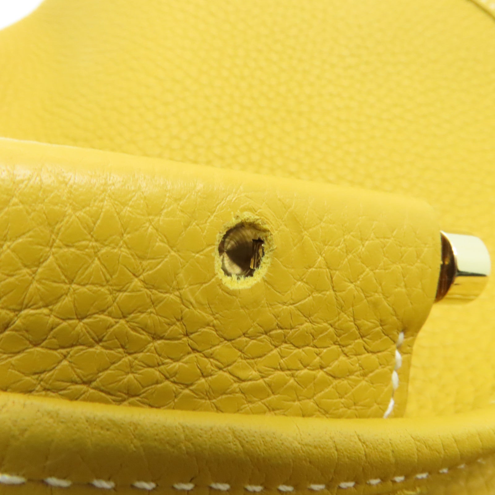 HERMES Clemence皮革Bourlingue金扣肩背袋黃色