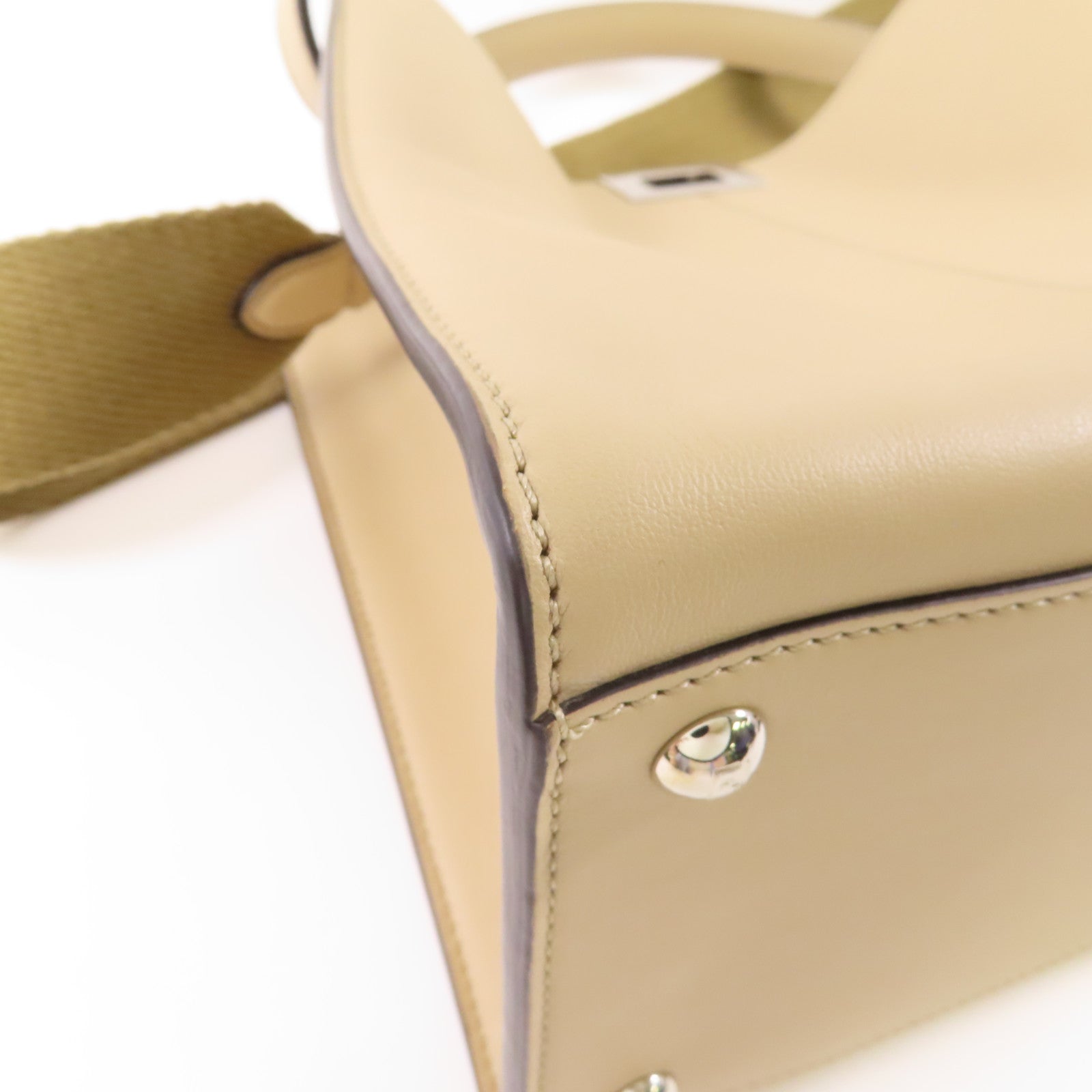 FENDI SHW Peekaboo 2 Way Bag 8BN310 Calfskin Leather Beige