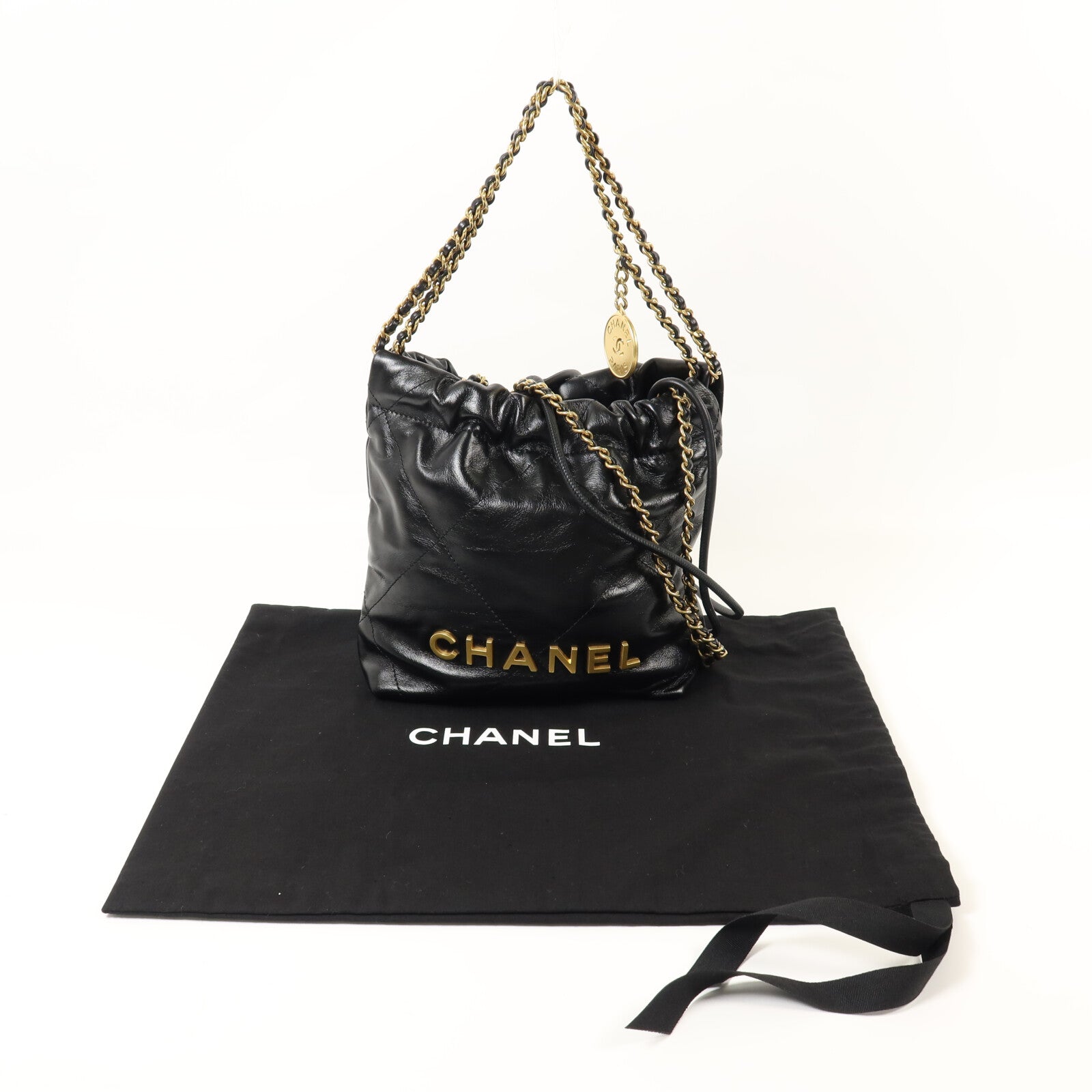 CHANEL 牛皮皮革Chanel 22 Mini金扣鏈帶肩背袋