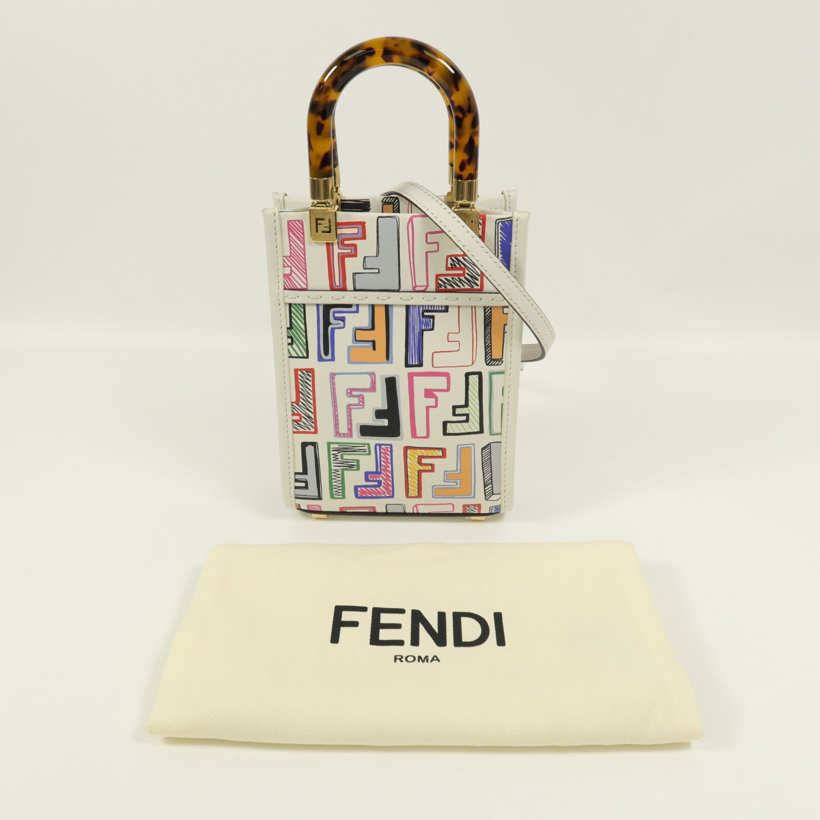 FENDI 牛皮皮革Mini Sunshine Shopper手挽肩背兩用袋