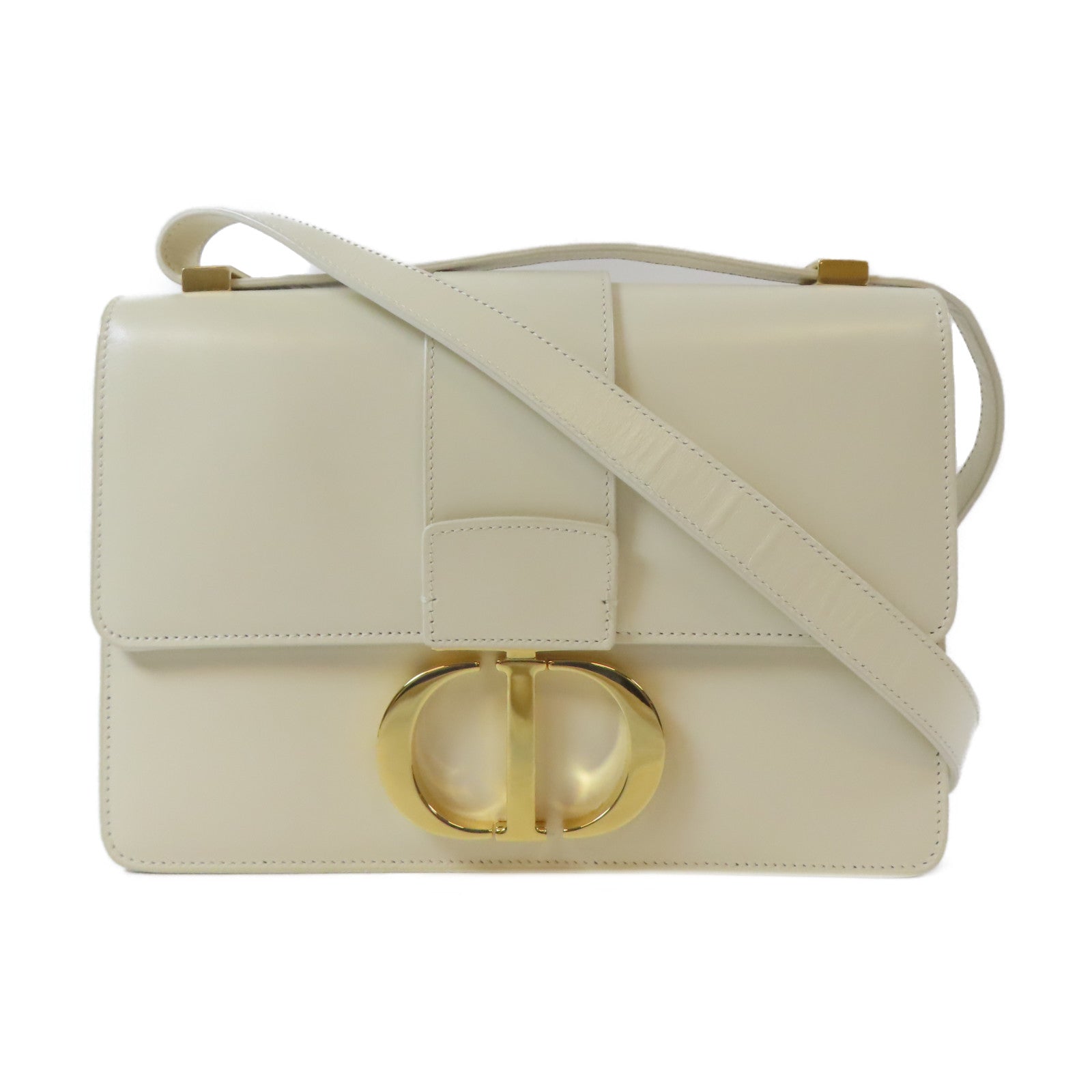 Dior 牛皮皮革30 Montaigne金扣肩背袋白色