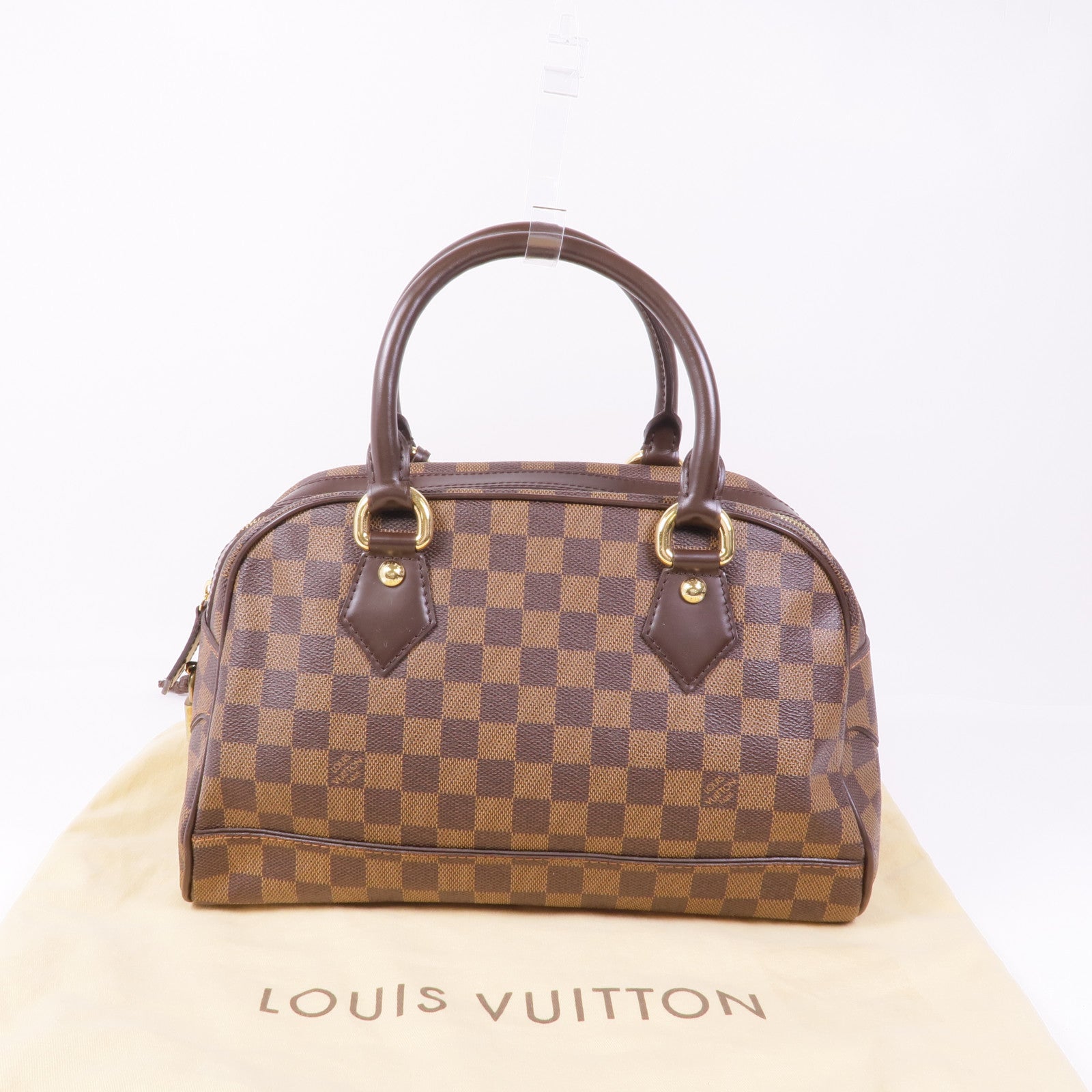 LOUIS VUITTON Damier Duomo金扣手挽袋棕色