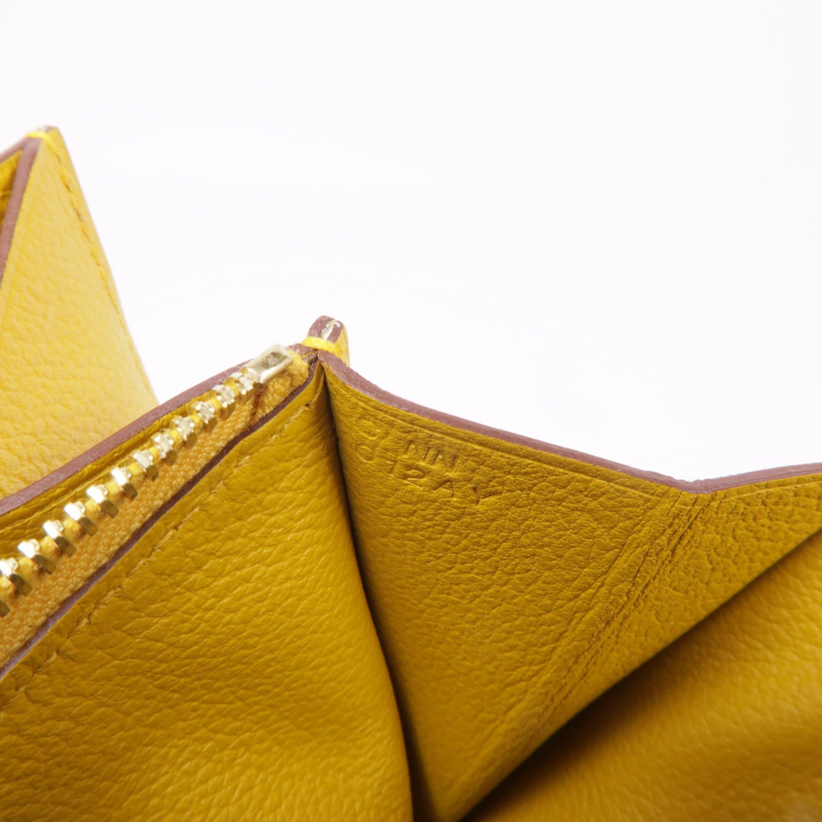 HERMES Evercolor皮革Constance Wallet金扣錢包9D/Jaune Amber