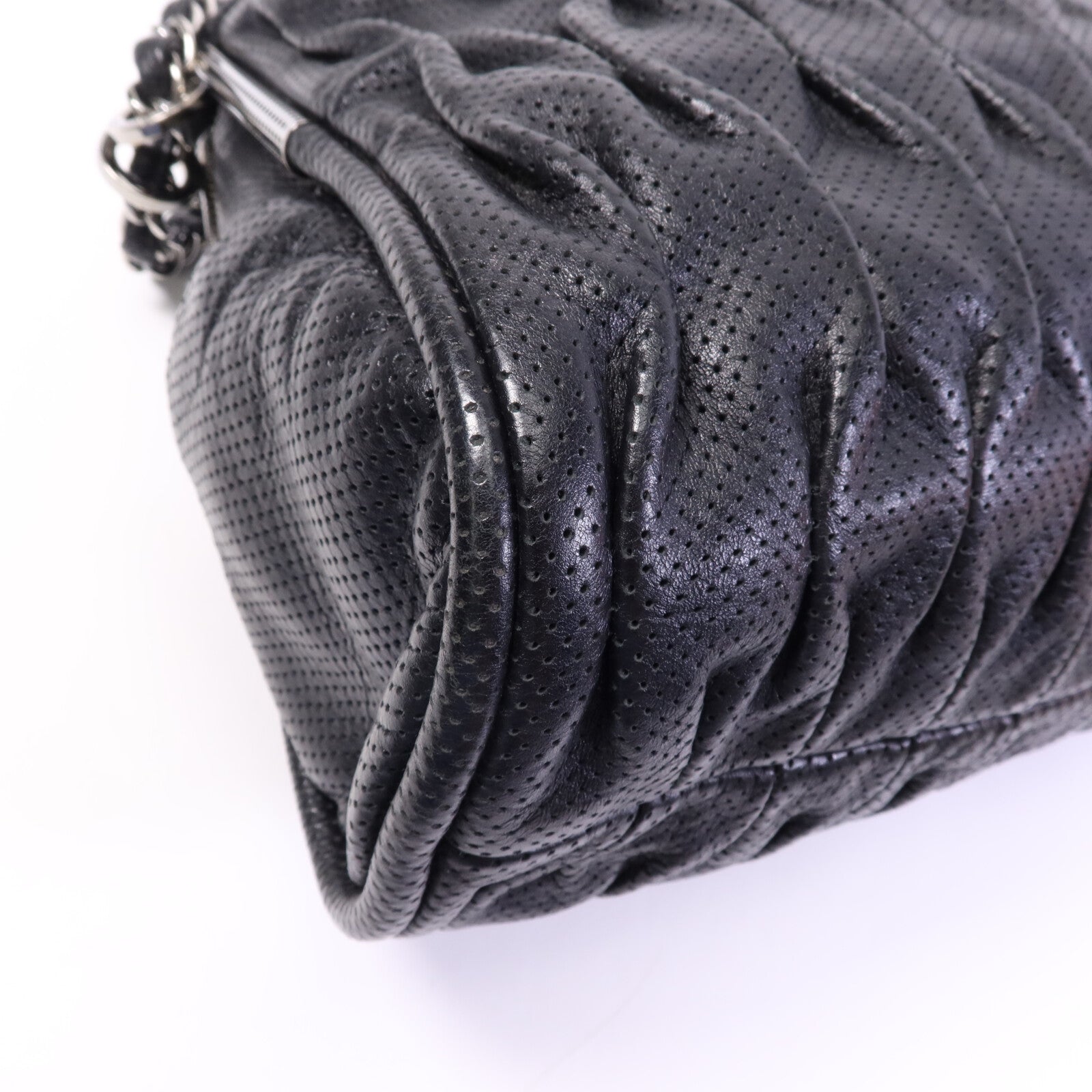 CHANEL 牛皮皮革Chain Shoulder Bag銀扣鏈帶肩背袋