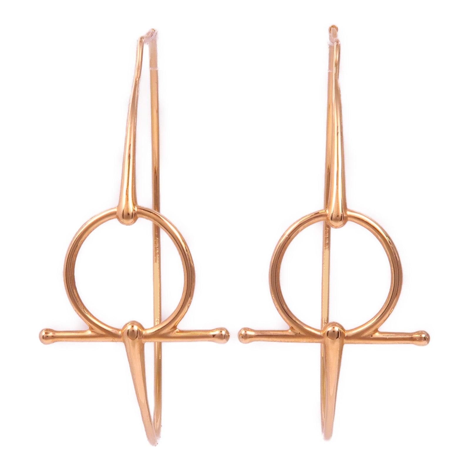 HERMES 18K玫瑰金Filet D'Or Hoop Earrings耳環