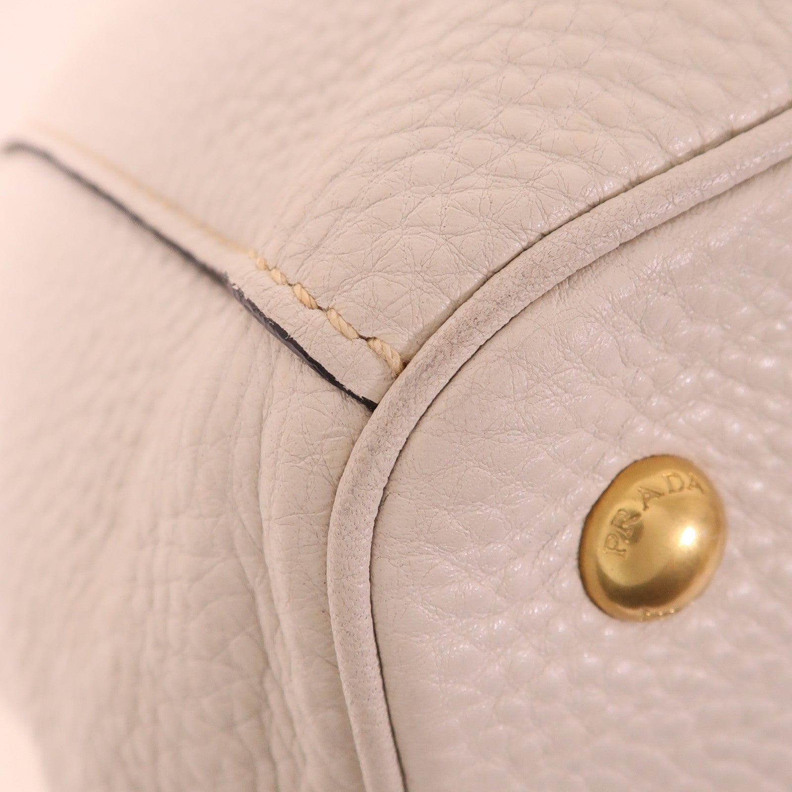 PRADA 牛皮皮革Tote Bag金扣手挽肩背兩用袋