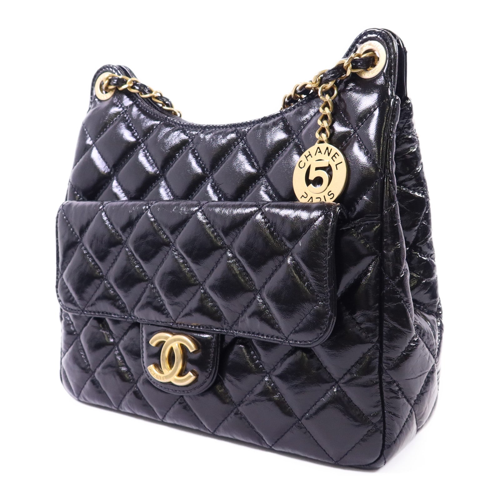 CHANEL 牛皮皮革23B Hobo Bag金扣鏈帶肩背袋