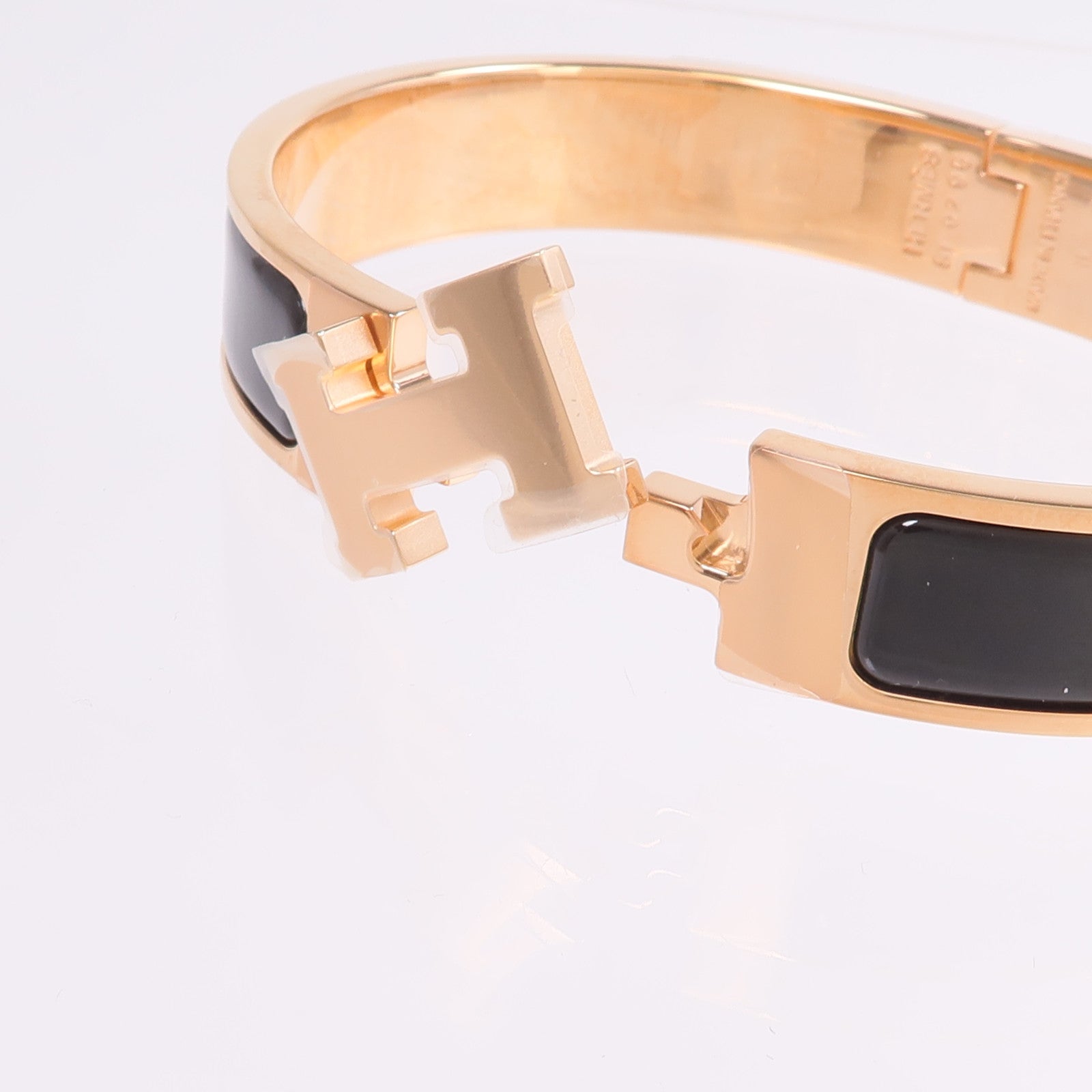 HERMES 金屬/琺瑯Clic H Bracelet手鐲Noir