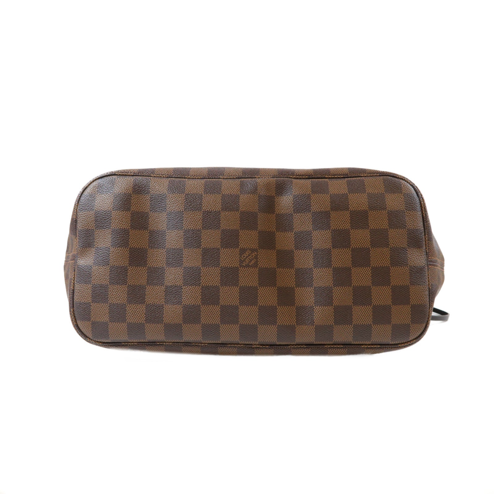 LOUIS VUITTON Damier Neverfull MM金扣手挽袋棕色