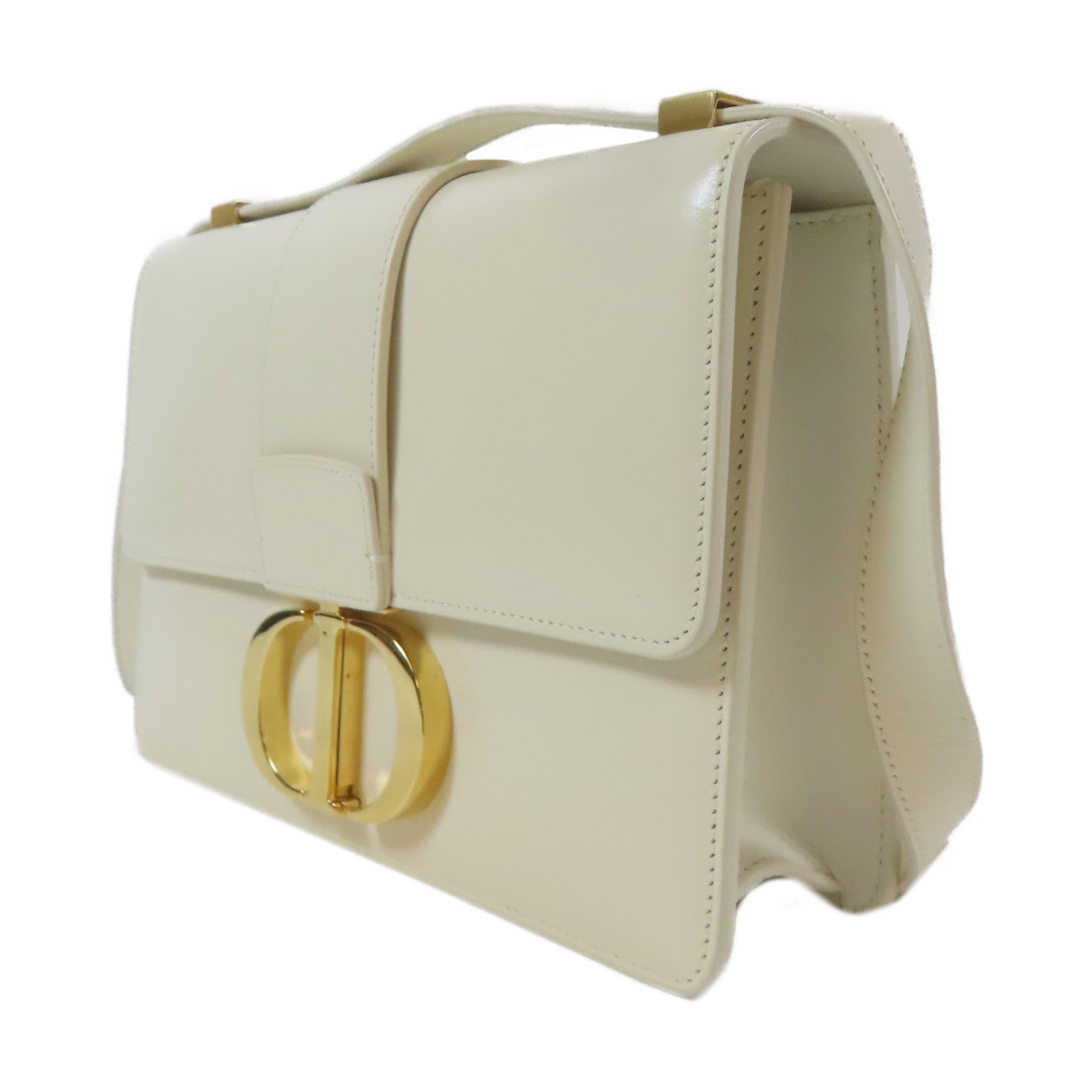 Dior 牛皮皮革30 Montaigne金扣肩背袋白色