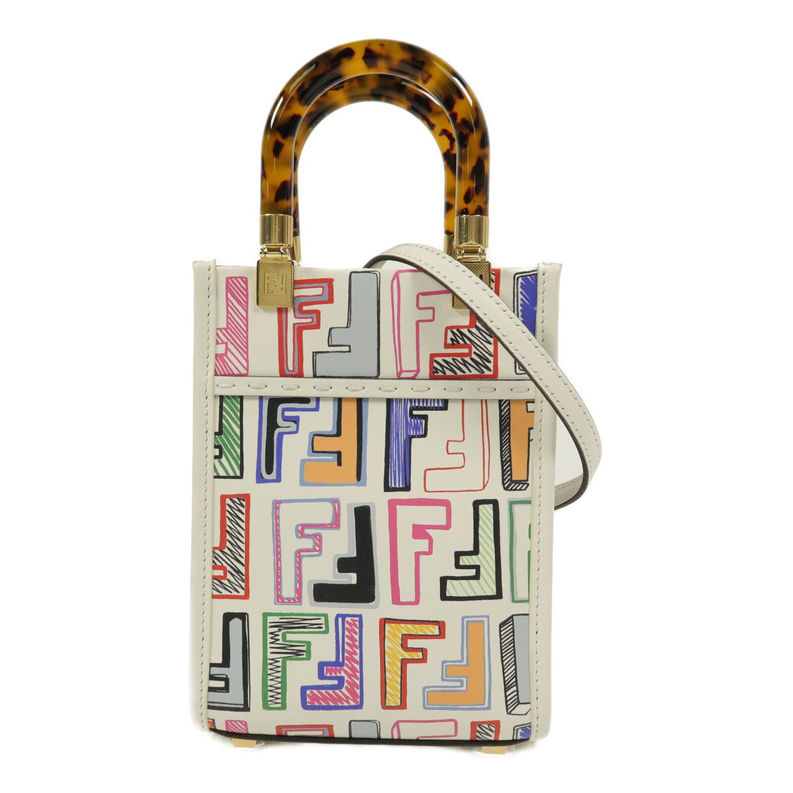 FENDI 牛皮皮革Mini Sunshine Shopper手挽肩背兩用袋