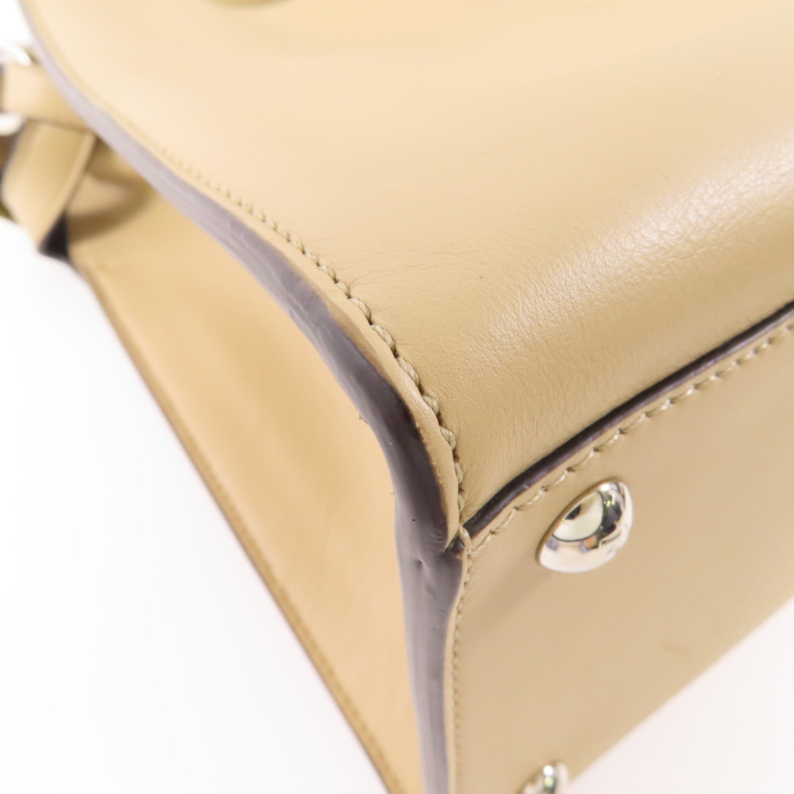 FENDI SHW Peekaboo 2 Way Bag 8BN310 Calfskin Leather Beige