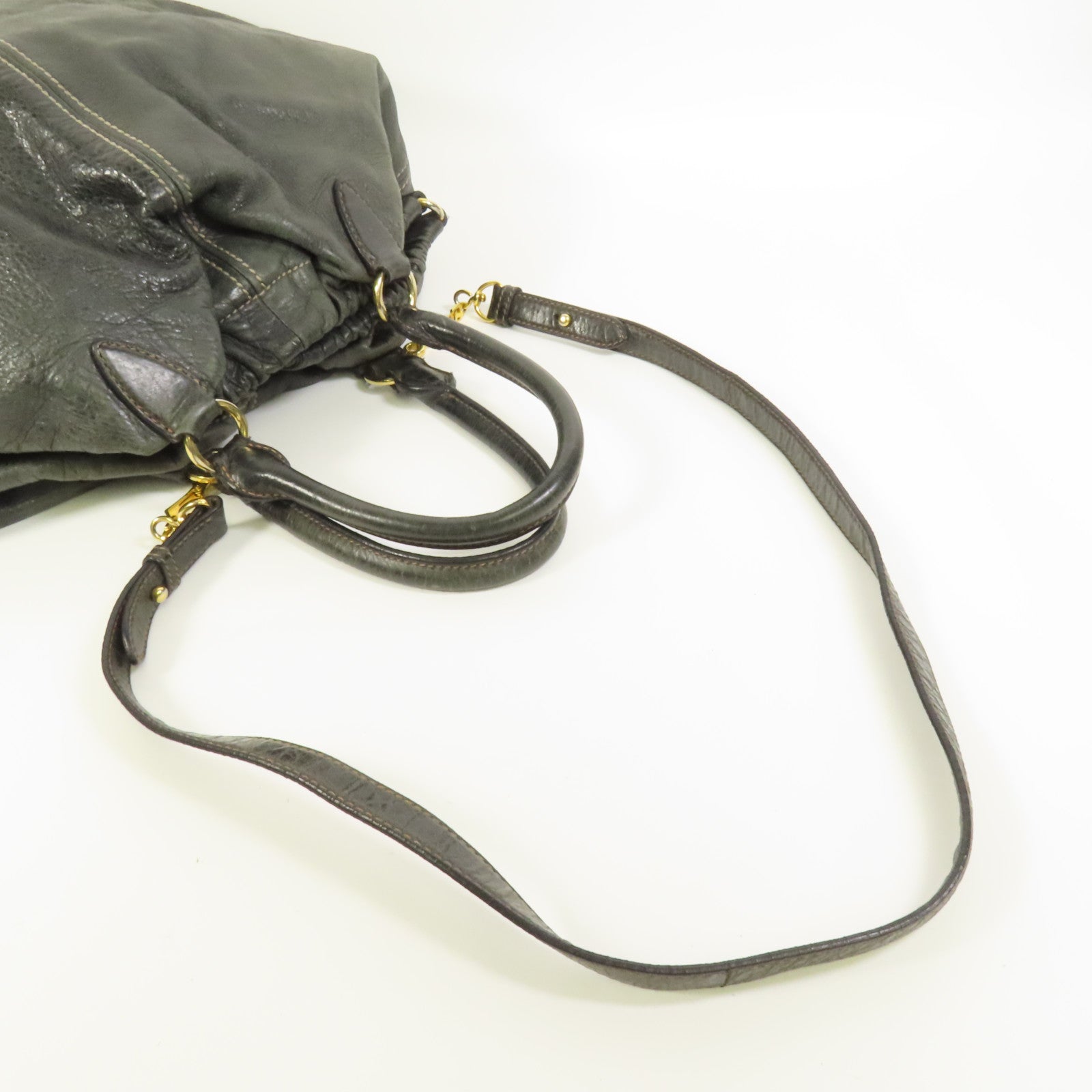 Miu Miu 牛皮皮革Shoulder Bag金扣手挽肩背兩用袋