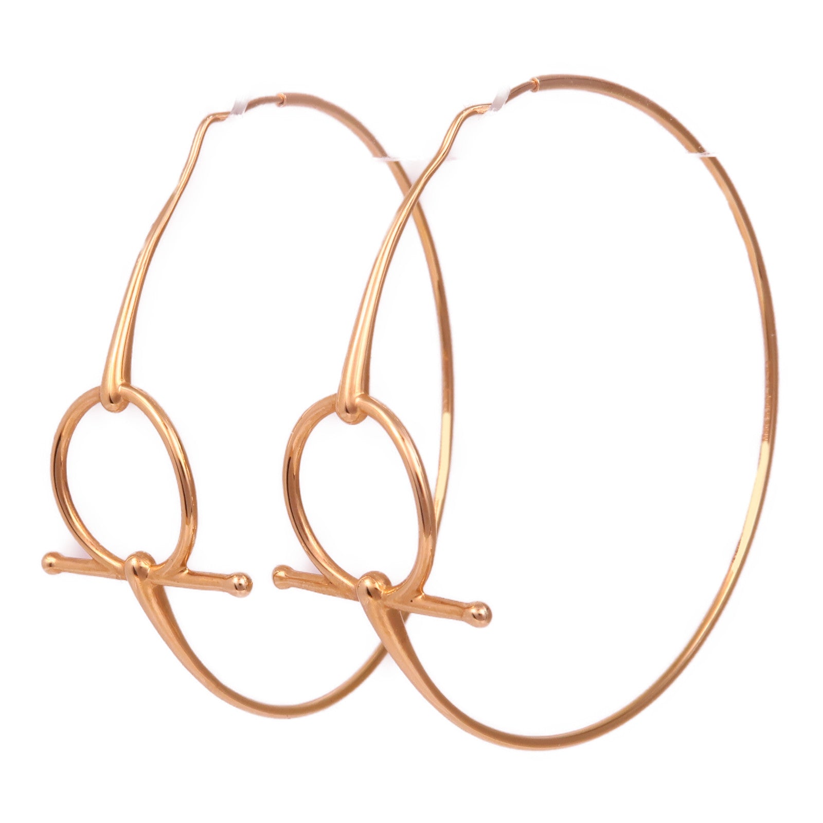 HERMES 18K玫瑰金Filet D'Or Hoop Earrings耳環