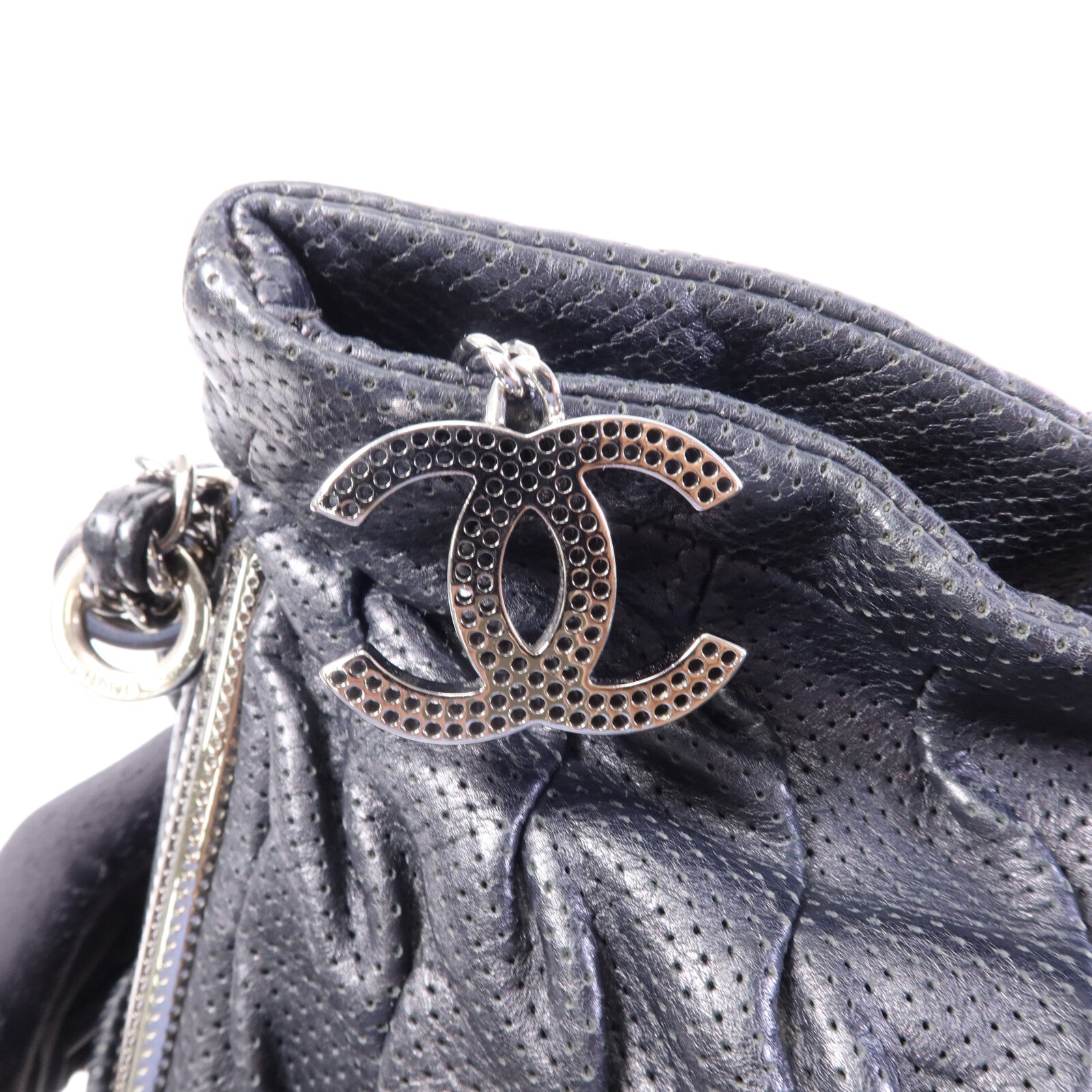 CHANEL 牛皮皮革Chain Shoulder Bag銀扣鏈帶肩背袋