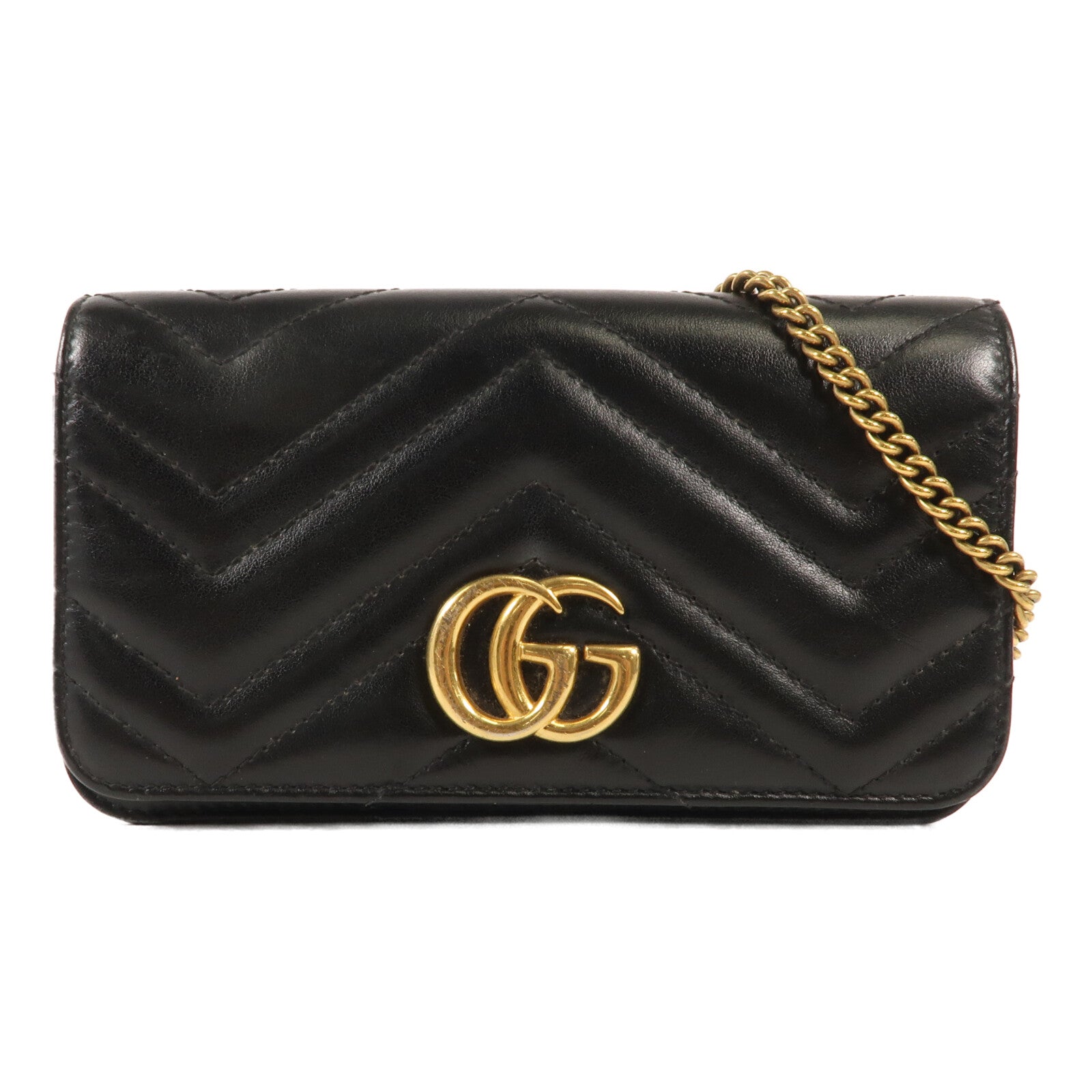GUCCI 牛皮皮革GG Marmont Mini Bag金扣鏈帶肩背袋