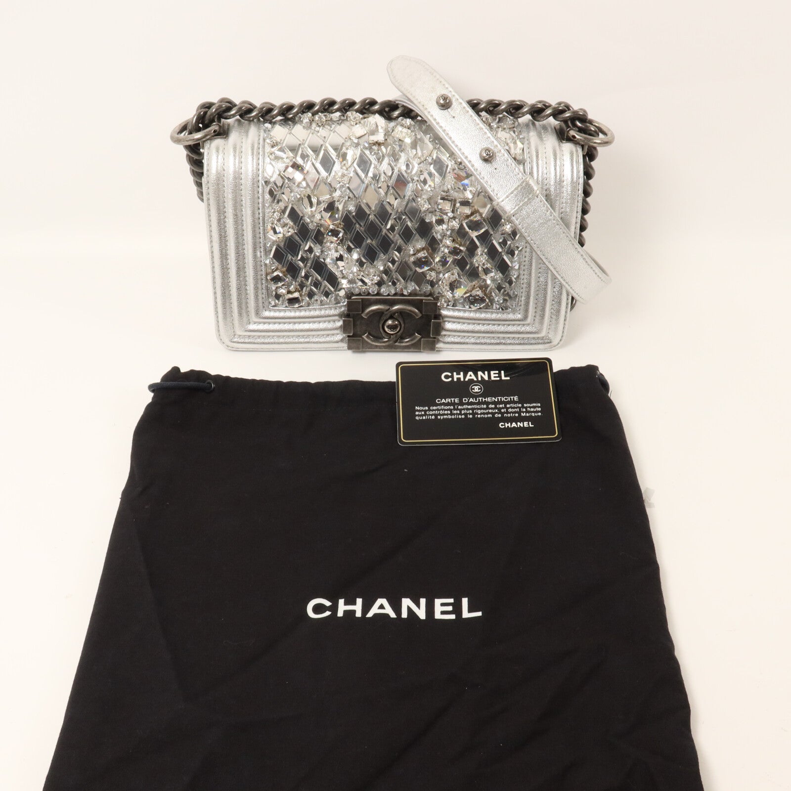 CHANEL 牛皮皮革Boy 20鏈帶肩背袋