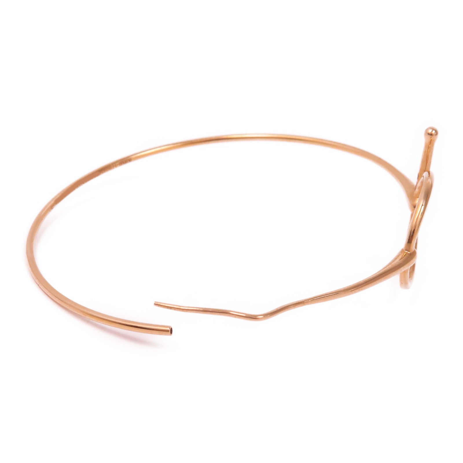 HERMES 18K玫瑰金Filet D'Or Hoop Earrings耳環