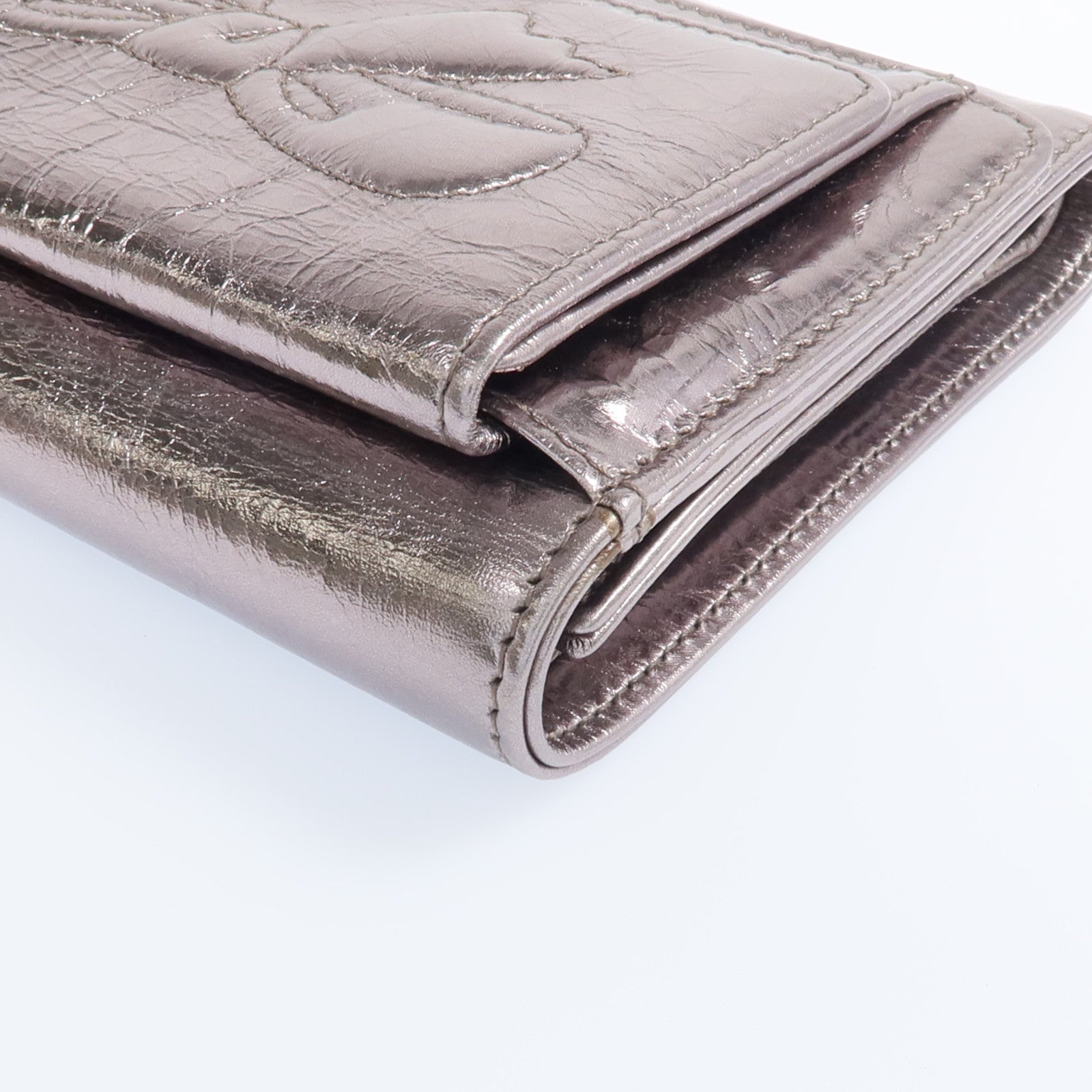 CHANEL 牛皮皮革Fold Wallet銀扣錢包