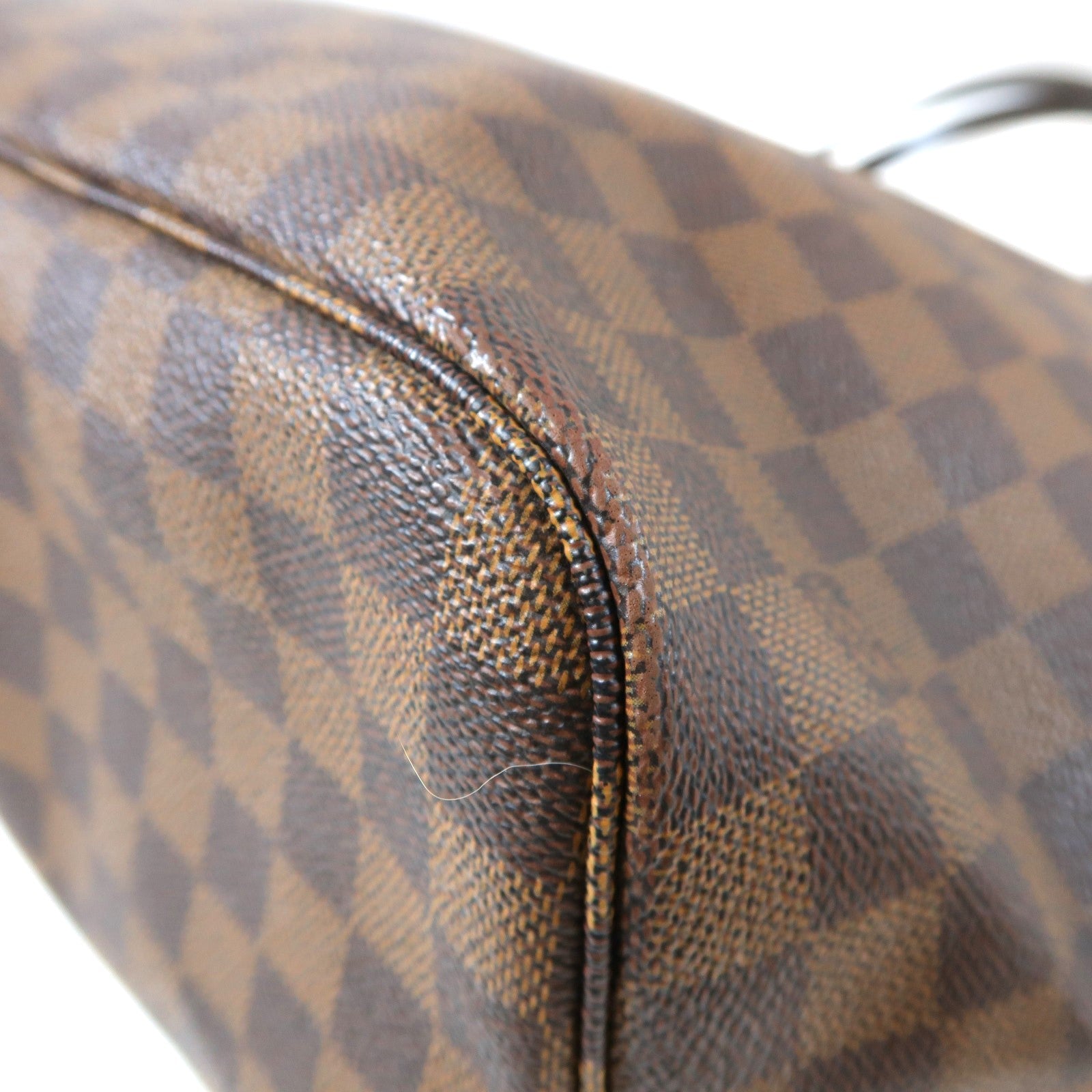 LOUIS VUITTON Damier Neverfull MM金扣手挽袋棕色