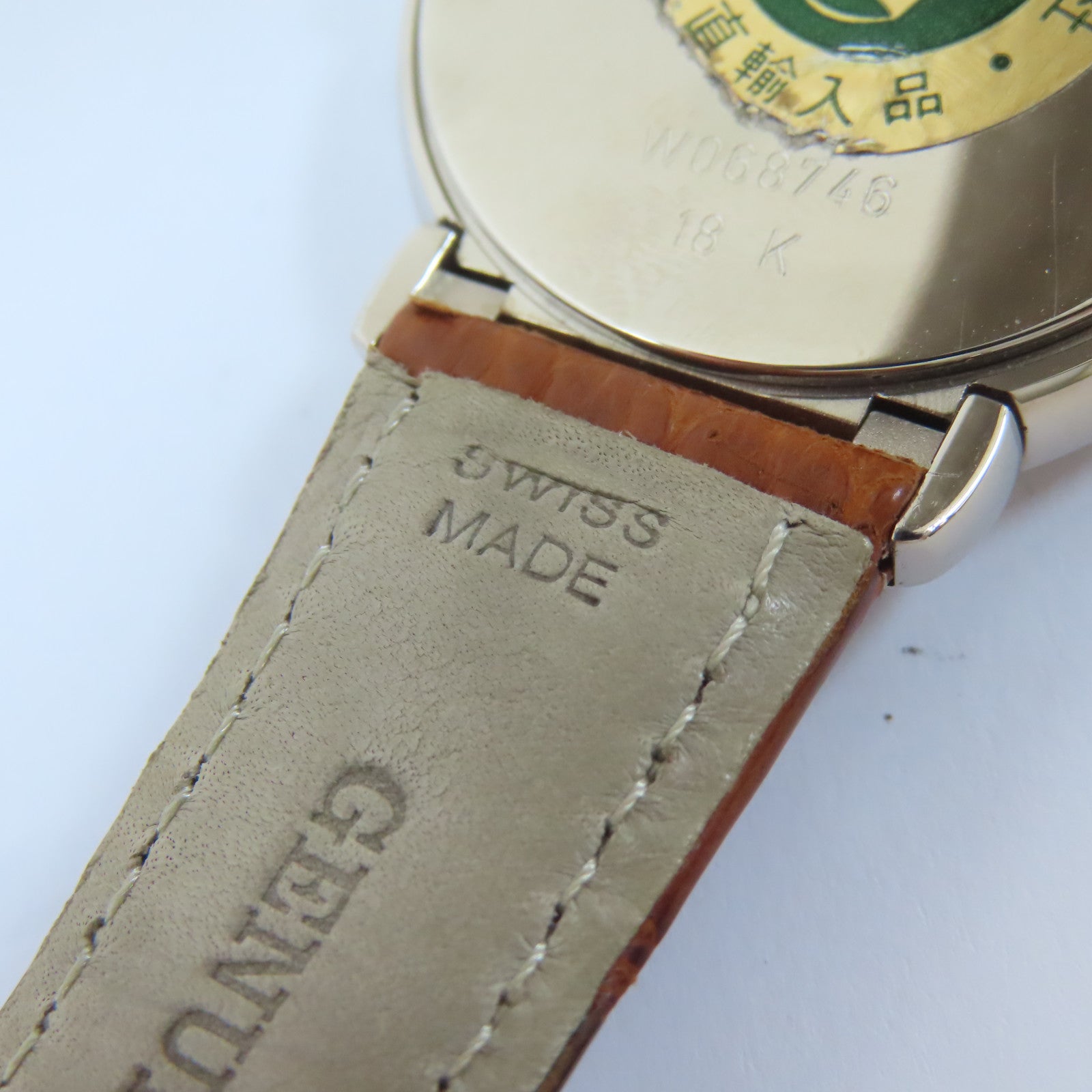 ROLEX Cellini 18K白金/皮革帶手錶石英機芯白色